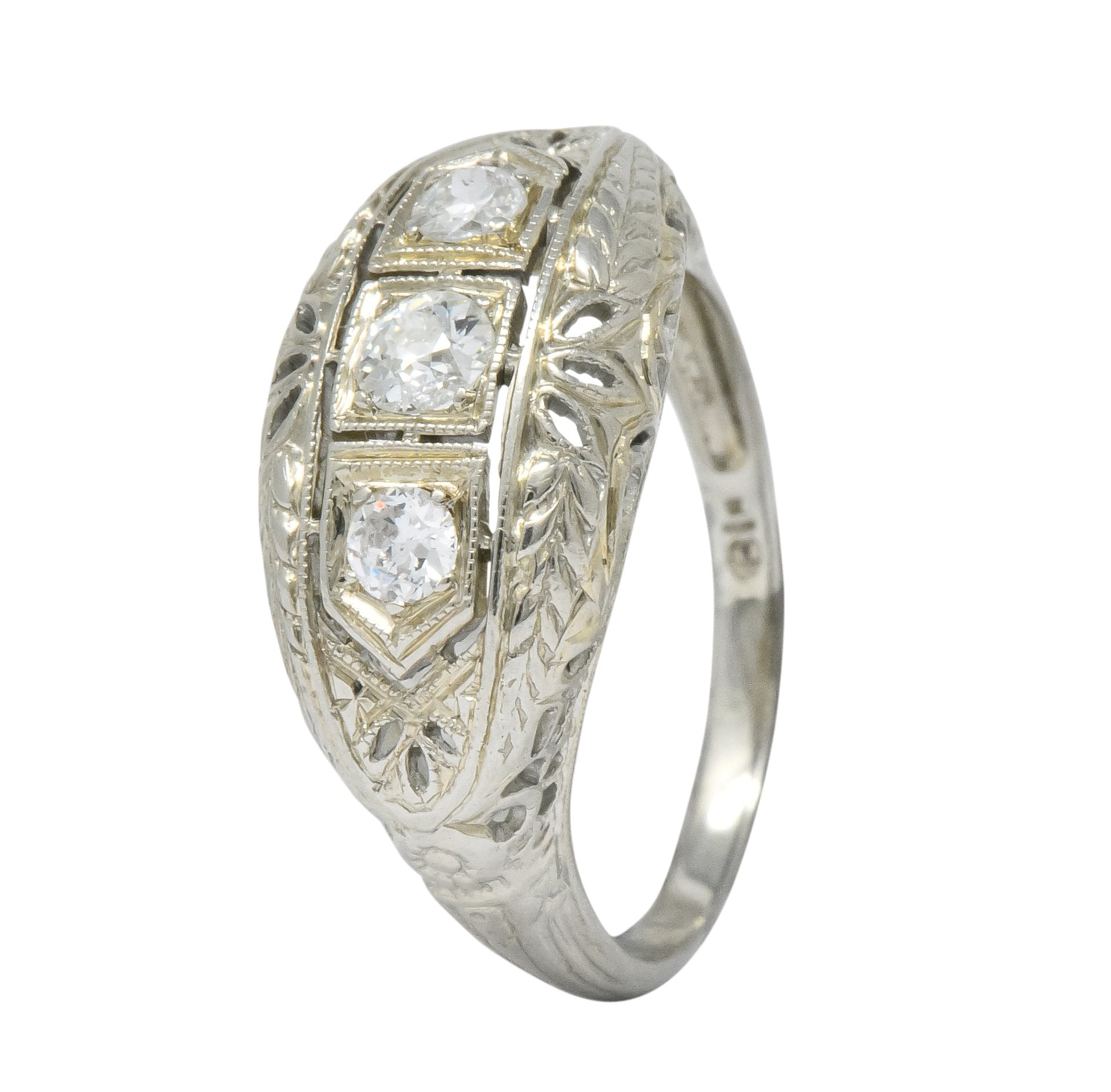 Edwardian 0.40 CTW Diamond 18 Karat White Gold Engagement Ring - Wilson's Estate Jewelry