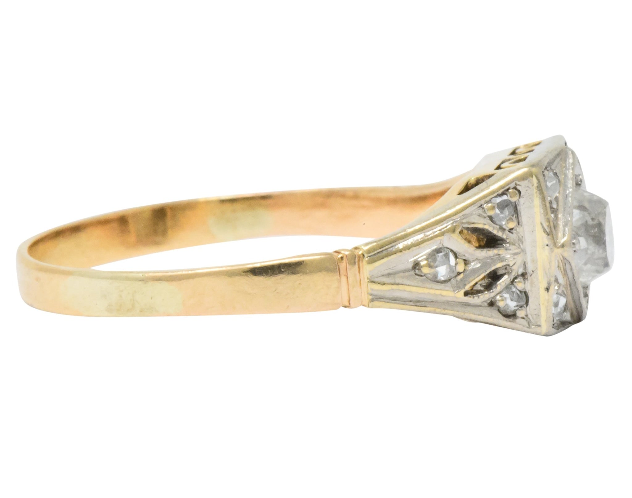 Edwardian 0.50 CTW Diamond Platinum 14 Karat Gold Antique Engagement Ring - Wilson's Estate Jewelry