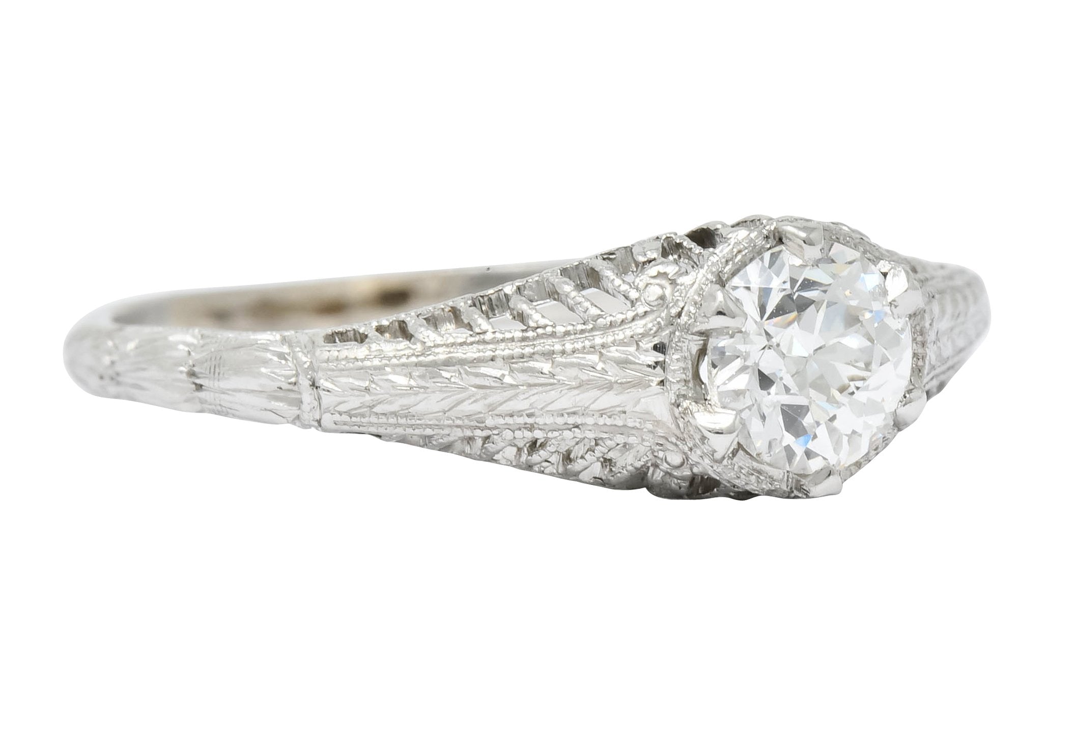 Edwardian 0.50 CTW Diamond Platinum Engagement Ring Circa 1915 - Wilson's Estate Jewelry