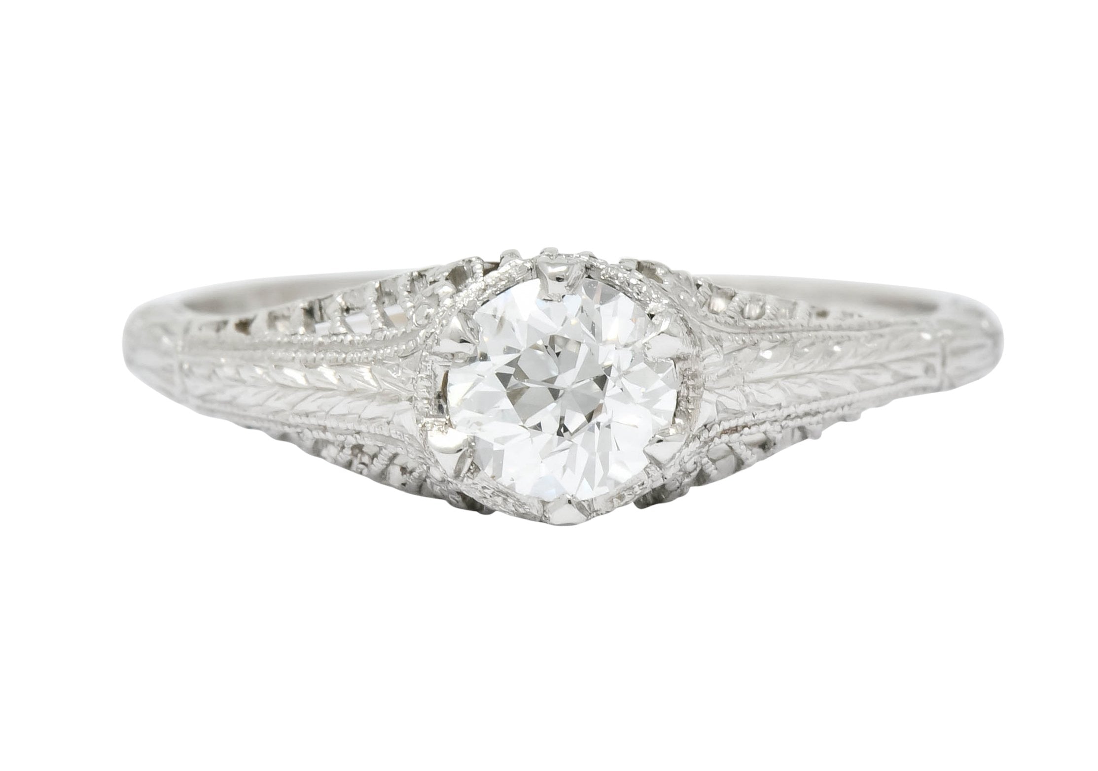 Edwardian 0.50 CTW Diamond Platinum Engagement Ring Circa 1915 - Wilson's Estate Jewelry