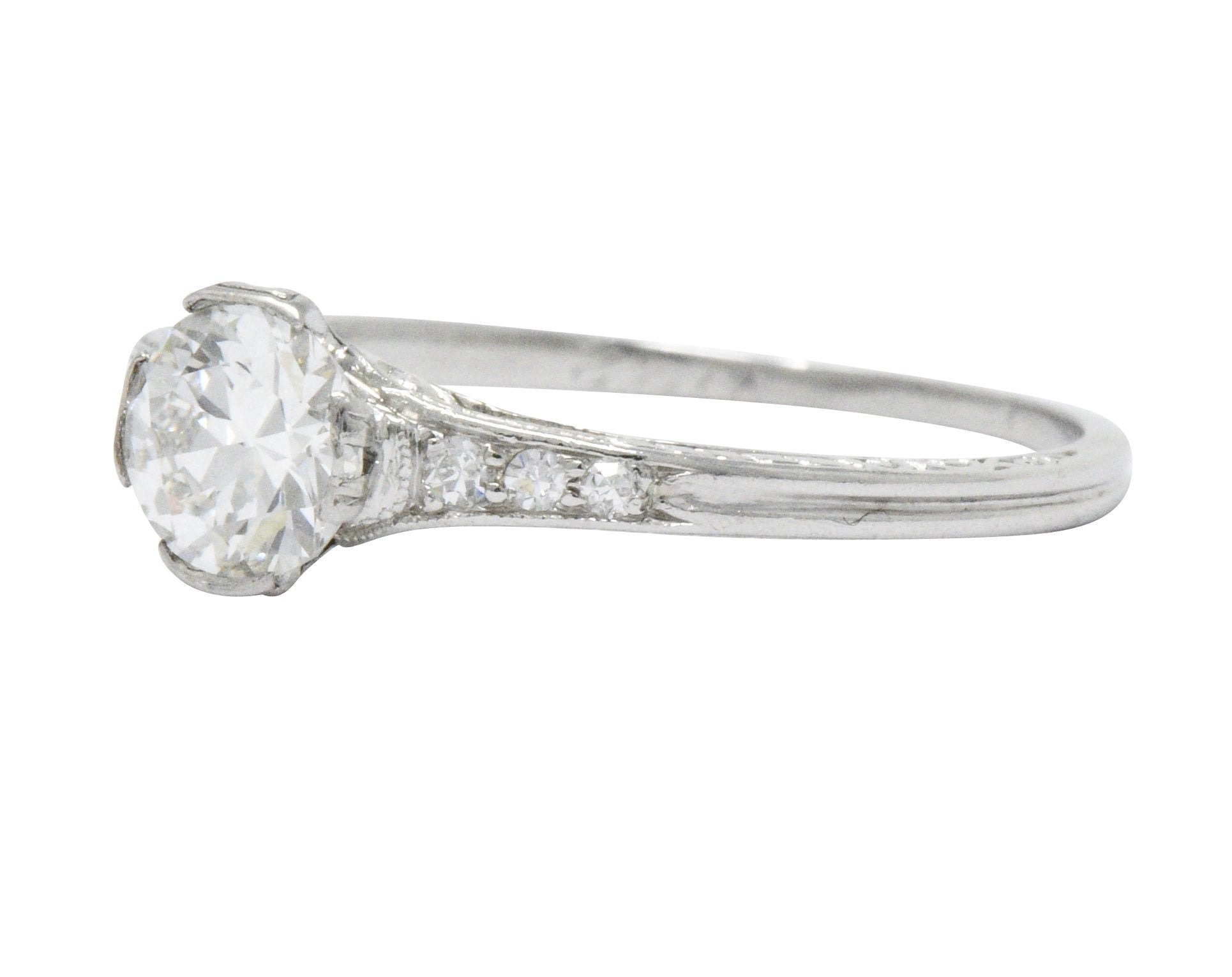 Edwardian 0.63 CTW Diamond And Platinum Engagement Ring, GIA Wilson's Estate Jewelry