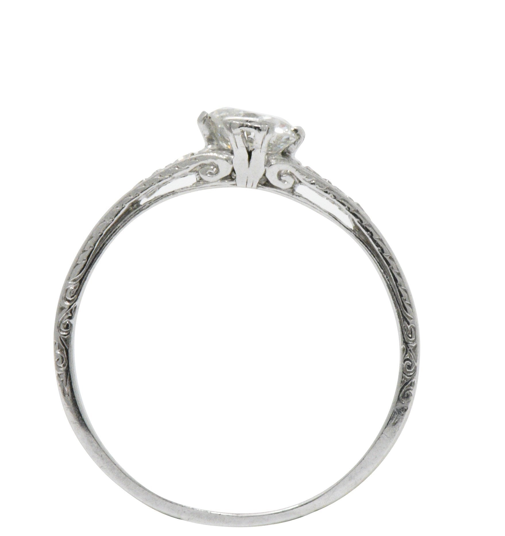 Edwardian 0.63 CTW Diamond And Platinum Engagement Ring, GIA Wilson's Estate Jewelry