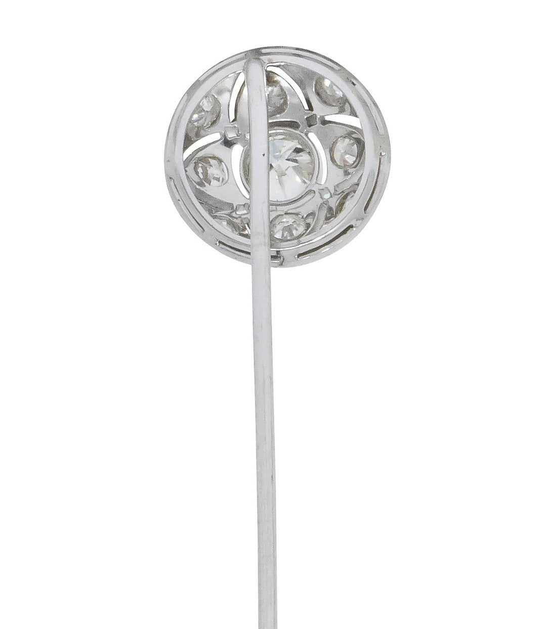 Edwardian 0.64 CTW Old European Diamond Palladium Quatrefoil Stickpin - Wilson's Estate Jewelry