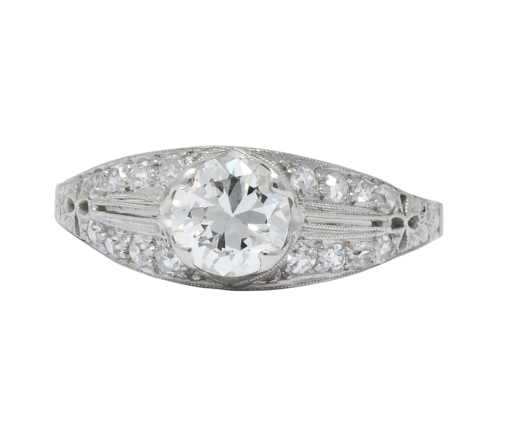 Edwardian 0.95 CTW Diamond Platinum Engagement Ring - Wilson's Estate Jewelry