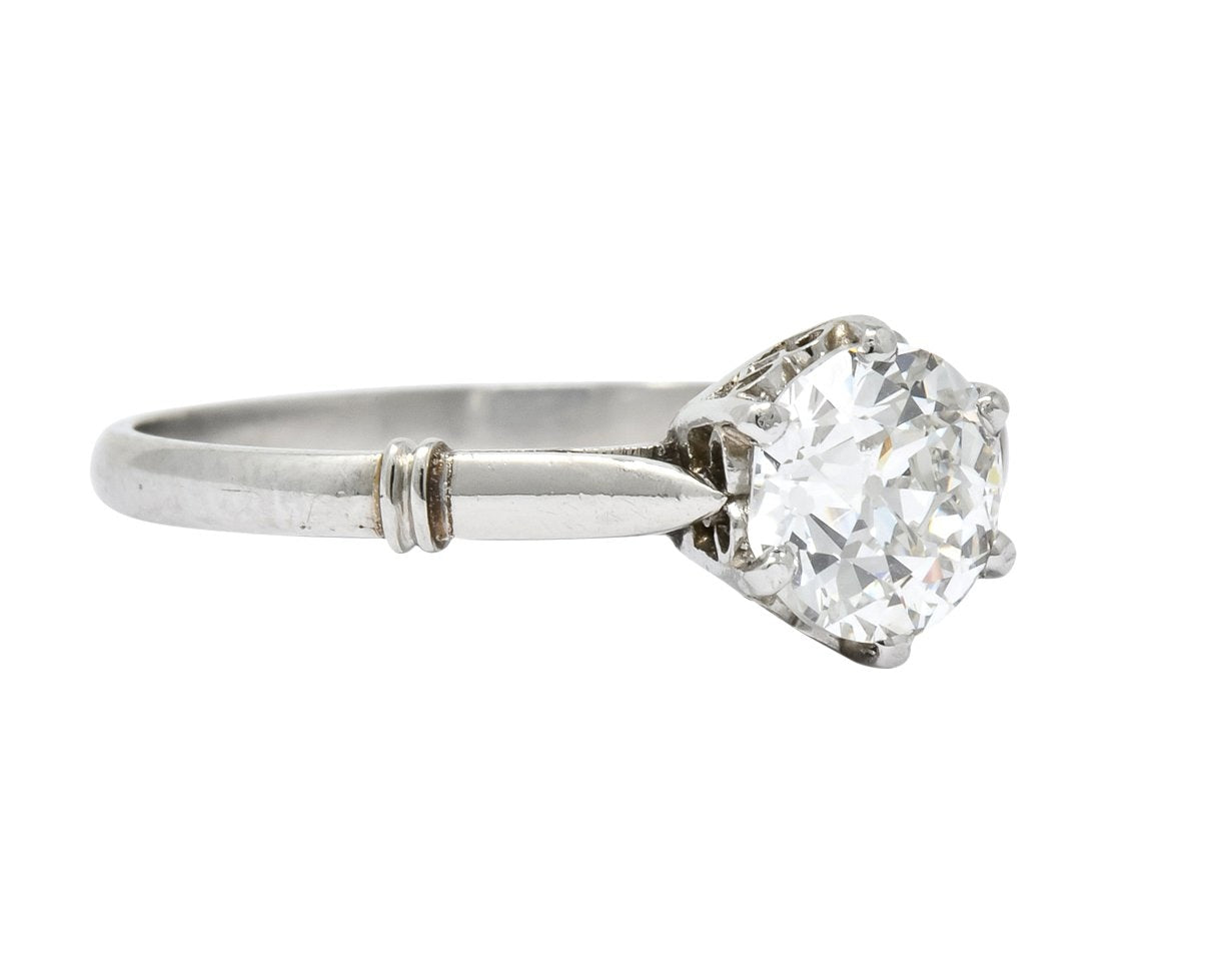 Edwardian 0.98 CTW Old European Cut Diamond Platinum Engagement Ring GIA - Wilson's Estate Jewelry