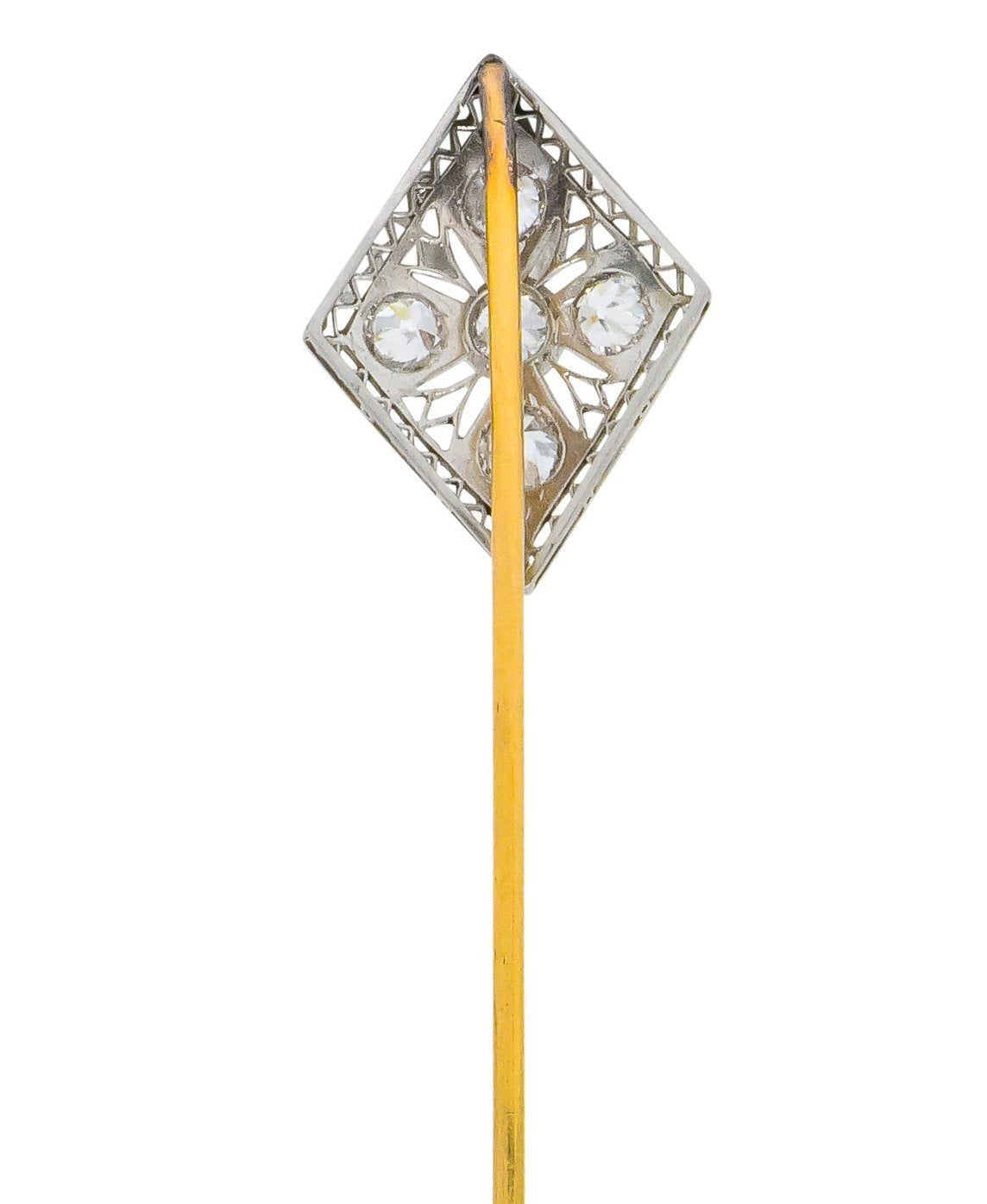 Edwardian 1.00 CTW European Cut Diamond Platinum Cross Stickpin - Wilson's Estate Jewelry