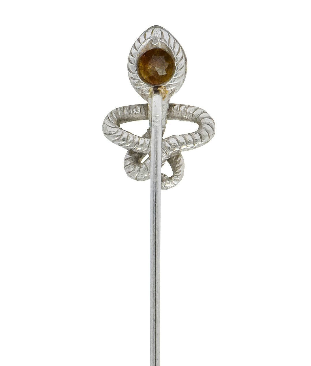 Edwardian 1.15 CTW Tourmaline Platinum Intertwined Snake Stickpin - Wilson's Estate Jewelry