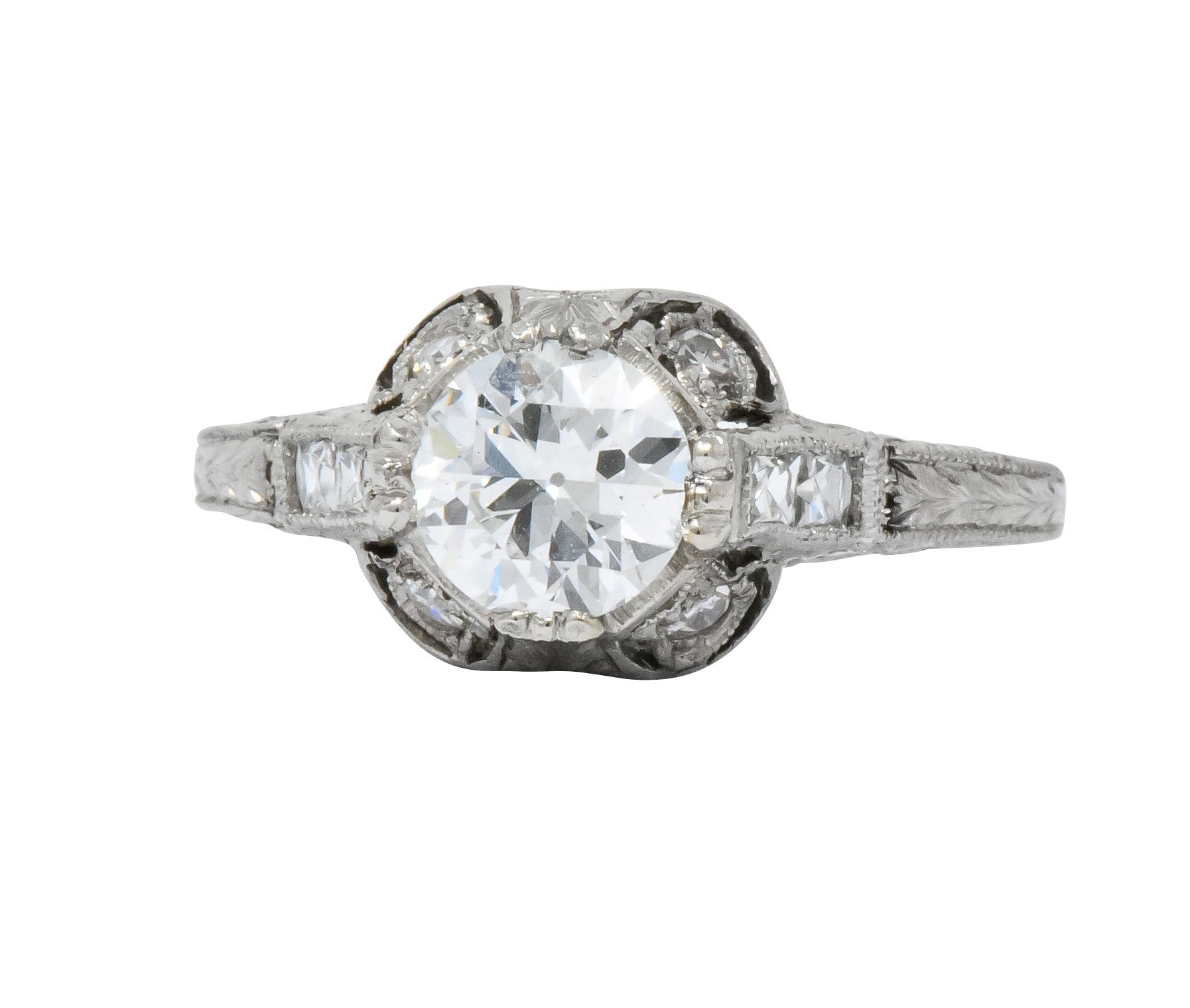 Edwardian 1.20 CTW Diamond Platinum Engagement Ring GIA Wilson's Antique & Estate Jewelry