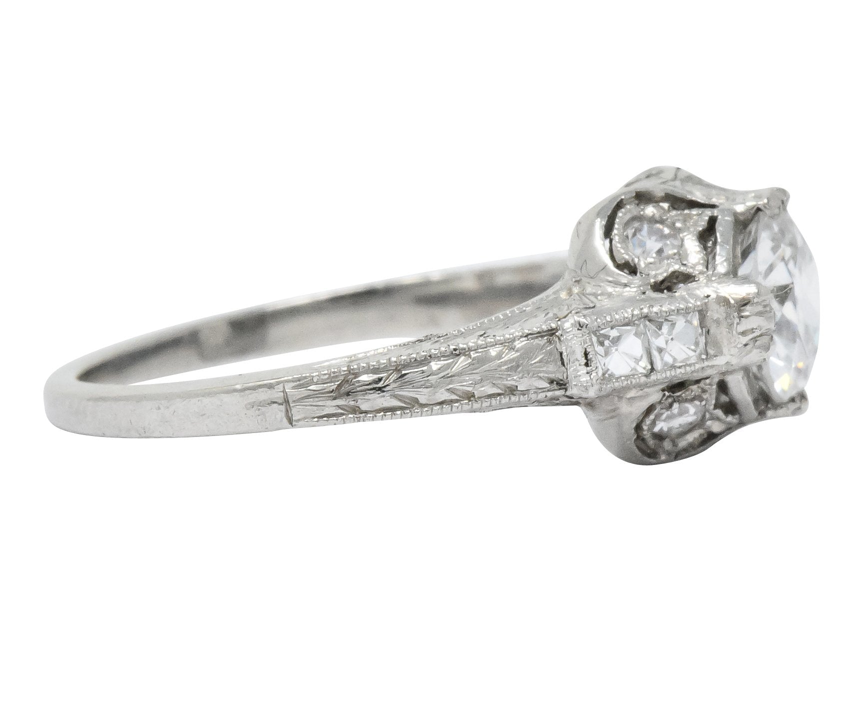 Edwardian 1.20 CTW Diamond Platinum Engagement Ring GIA Wilson's Antique & Estate Jewelry