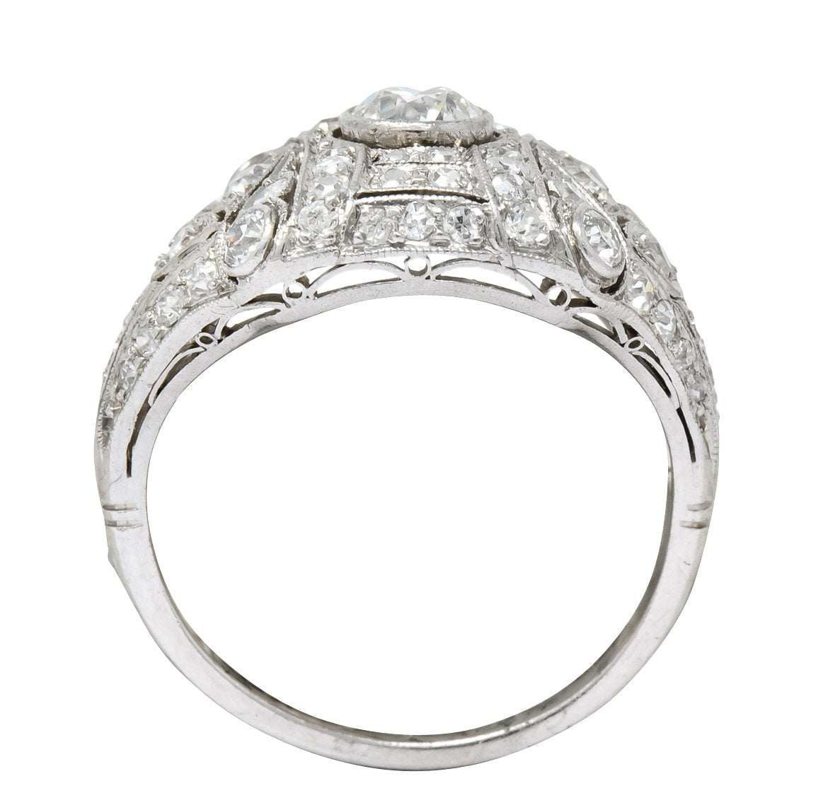 Edwardian 1.60 CTW Old European Cut Diamond Platinum Dinner Ring - Wilson's Estate Jewelry