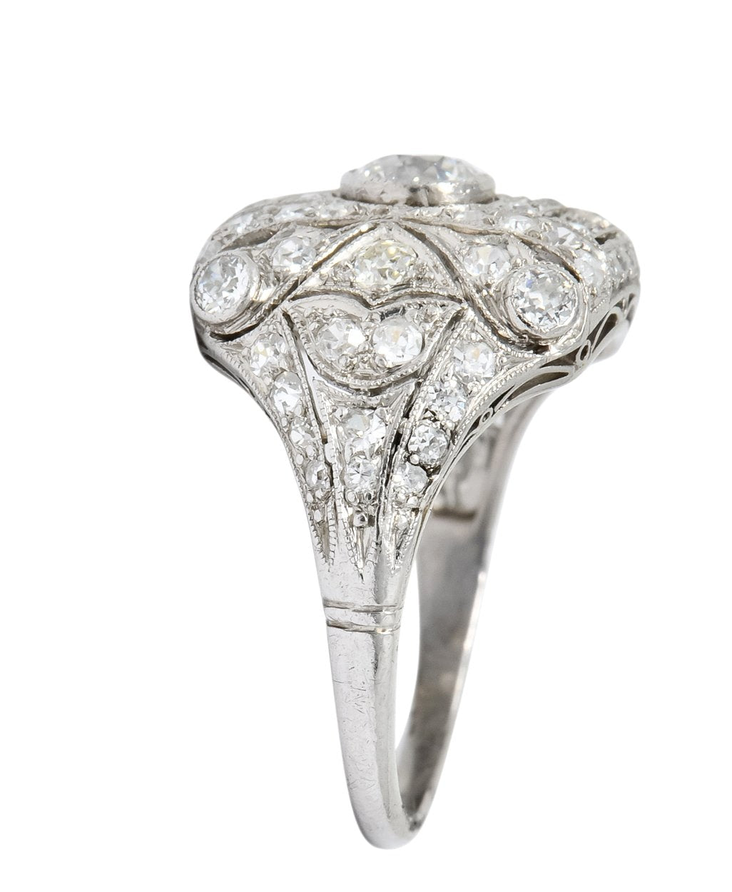 Edwardian 1.60 CTW Old European Cut Diamond Platinum Dinner Ring - Wilson's Estate Jewelry