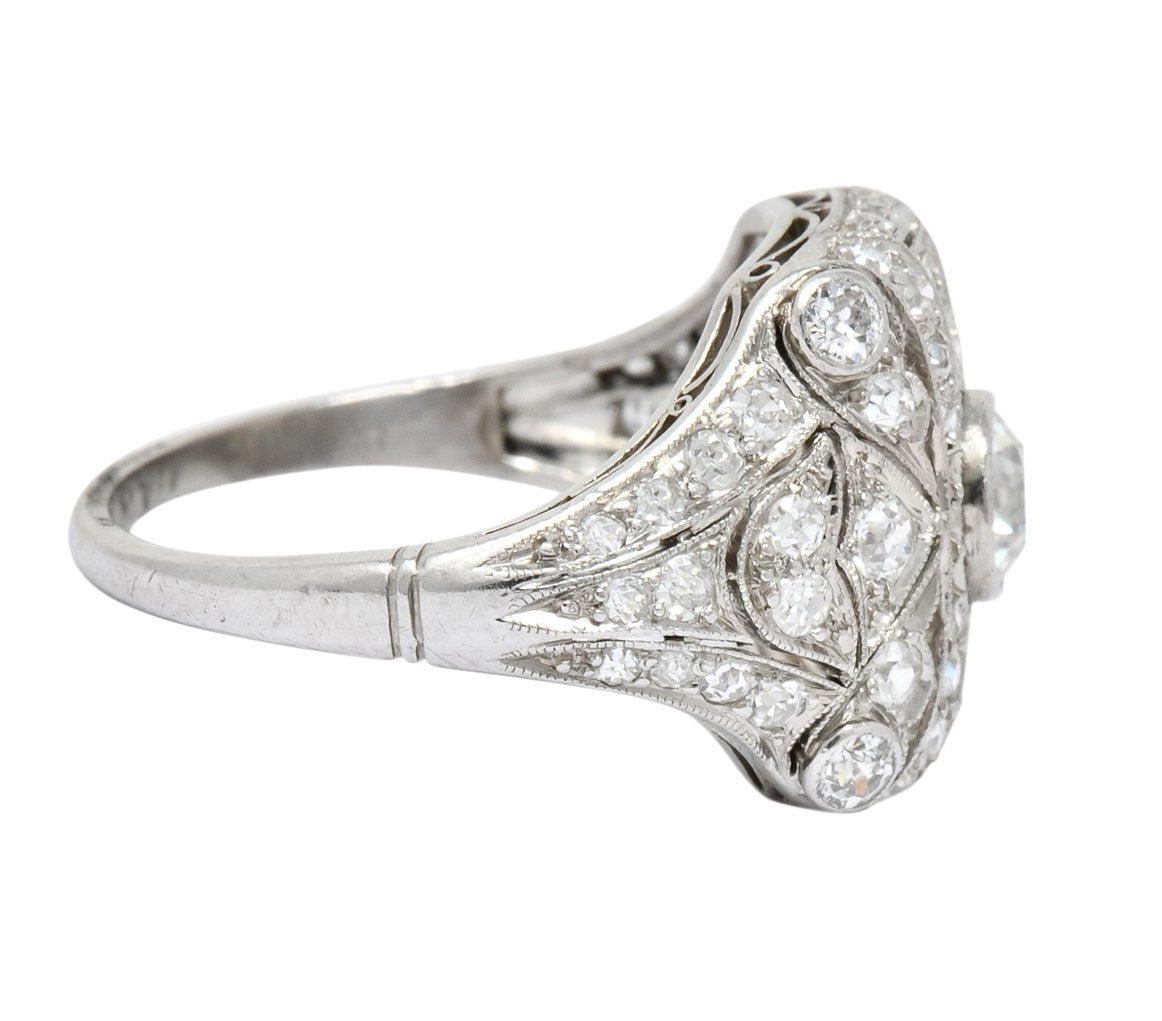 Edwardian 1.60 CTW Old European Cut Diamond Platinum Dinner Ring - Wilson's Estate Jewelry