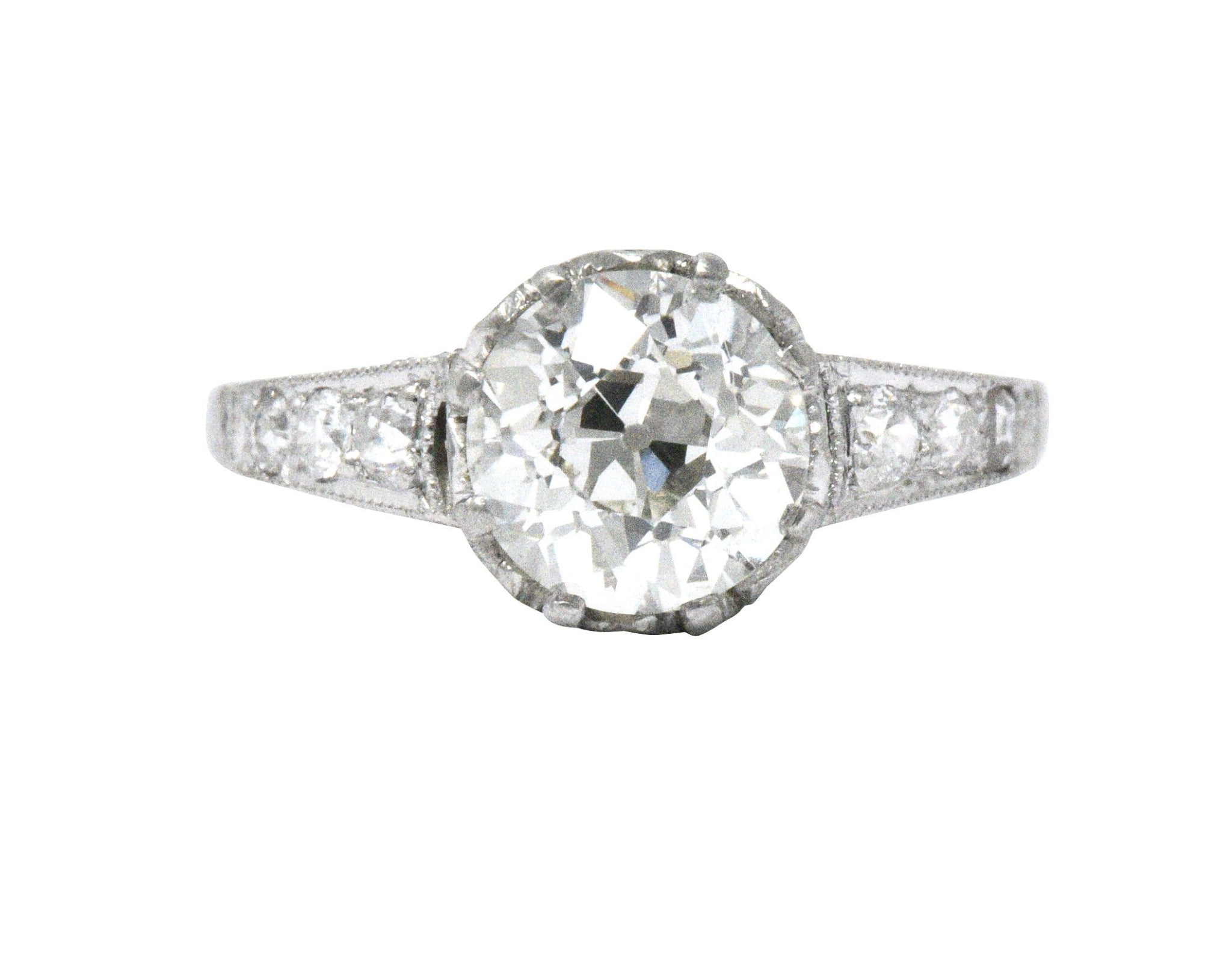 Edwardian 1.64 CTW Diamond Platinum Engagement Ring GIA Wilson's Estate Jewelry