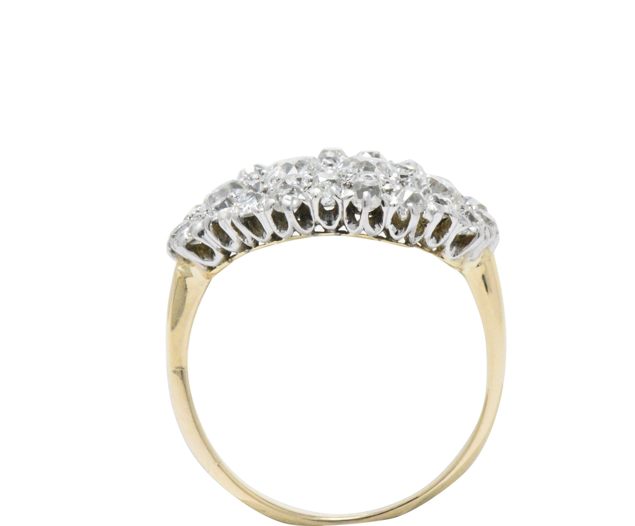 Edwardian 2.00 CTW Diamond Platinum & 14 Karat Gold Alternative Cluster Ring Wilson's Estate Jewelry