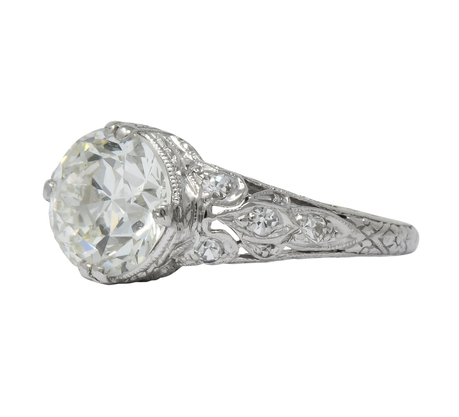 Edwardian 2.13 CTW Old European Diamond Platinum Engagement Ring GIA - Wilson's Estate Jewelry