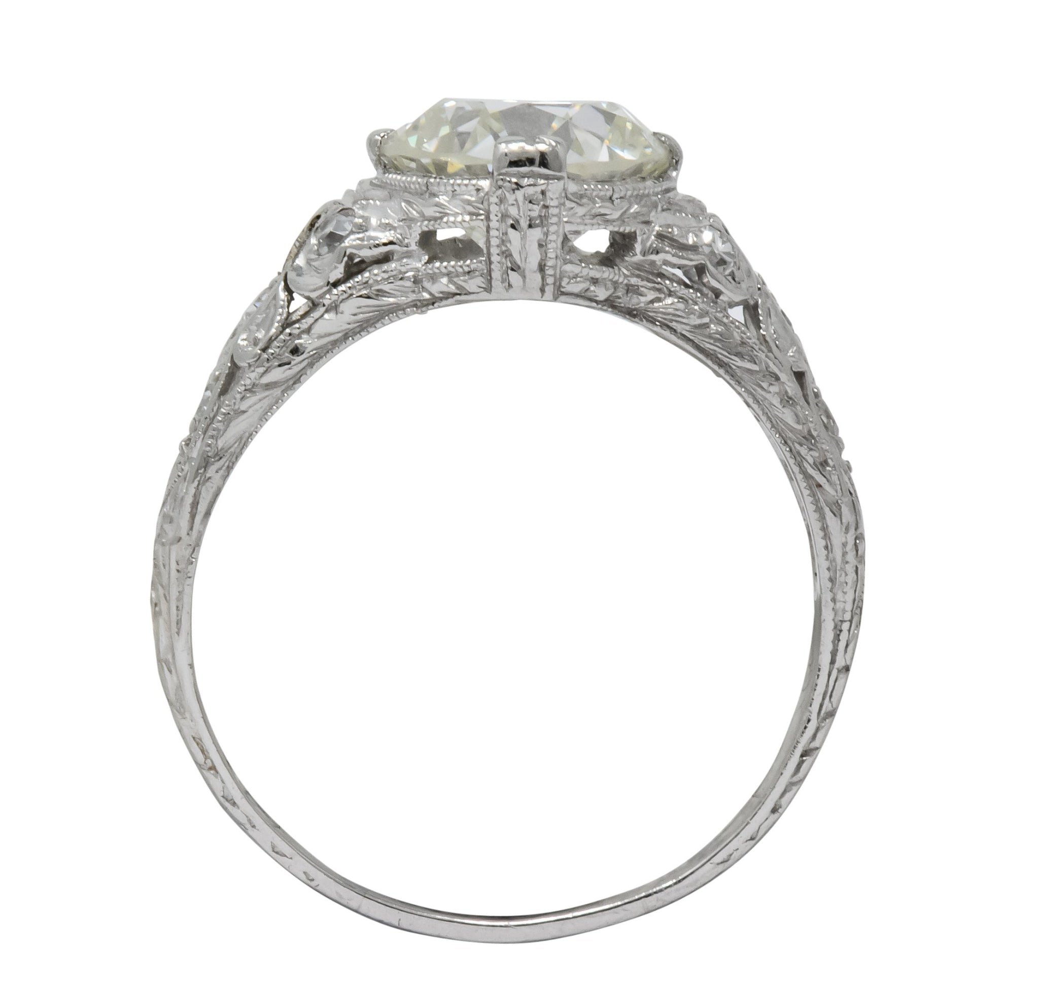 Edwardian 2.13 CTW Old European Diamond Platinum Engagement Ring GIA - Wilson's Estate Jewelry