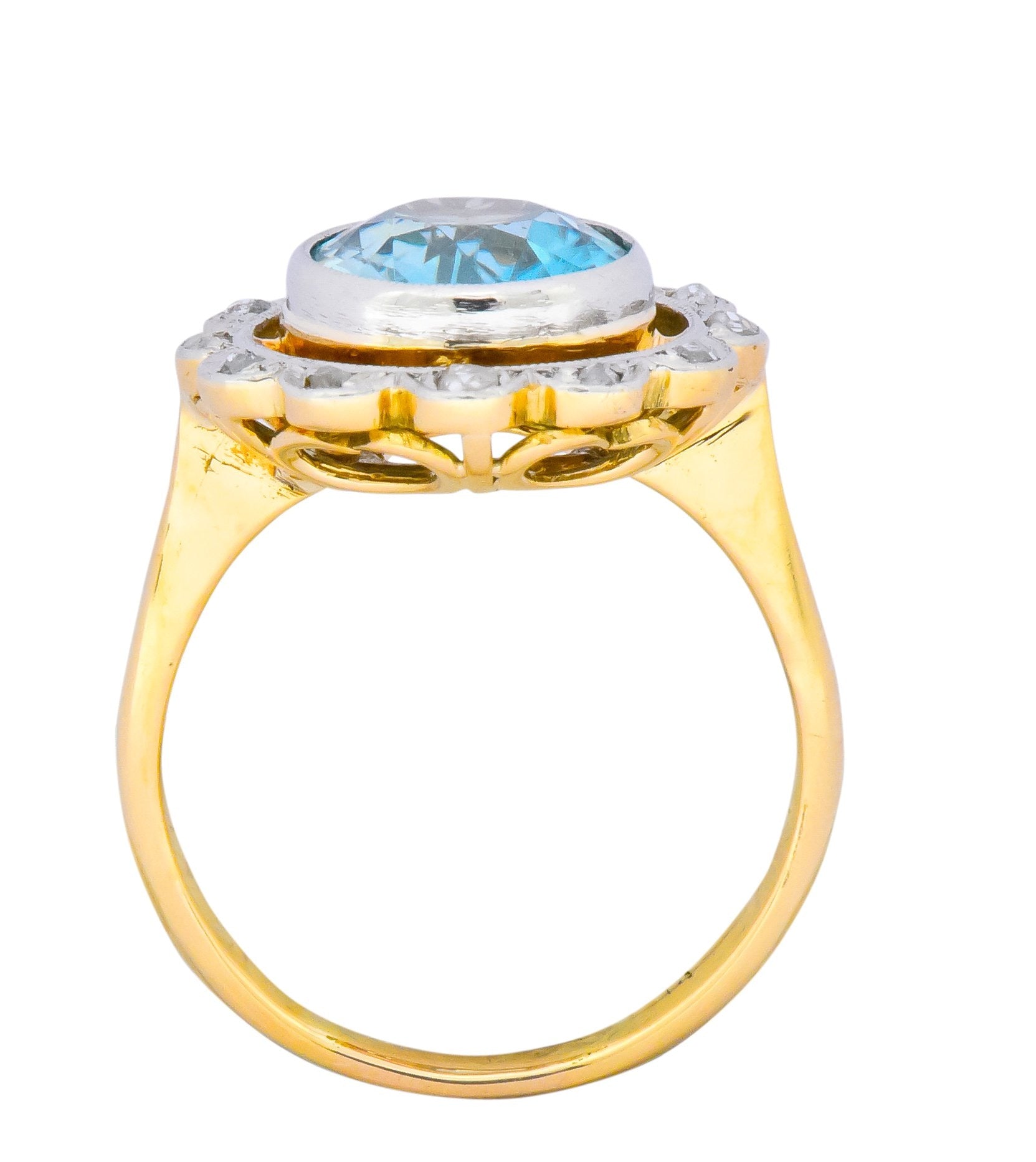 Edwardian 2.20 CTW Zircon Diamond Platinum 14 Karat Gold Ring - Wilson's Estate Jewelry