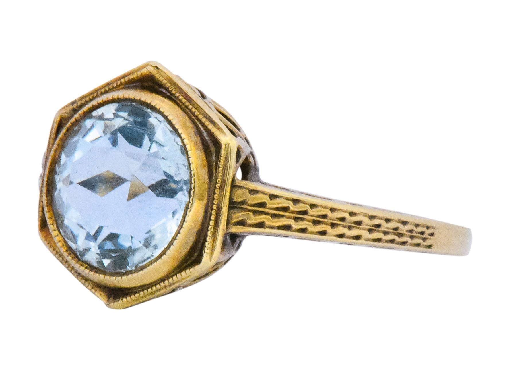 Edwardian 2.50 CTW Aquamarine 14 Karat Gold Ring Wilson's Estate Jewelry