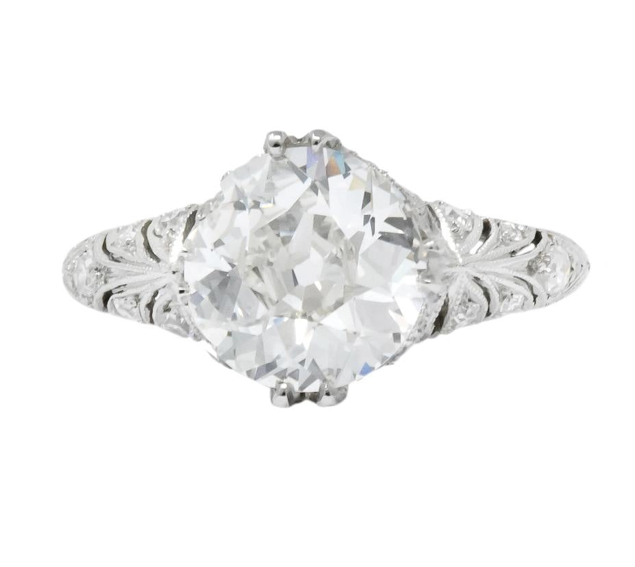 Edwardian 2.89 CTW Old European Cut Diamond Platinum Engagement Ring GIA - Wilson's Estate Jewelry