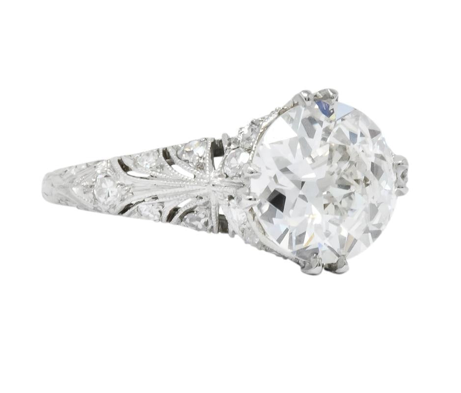 Edwardian 2.89 CTW Old European Cut Diamond Platinum Engagement Ring GIA - Wilson's Estate Jewelry