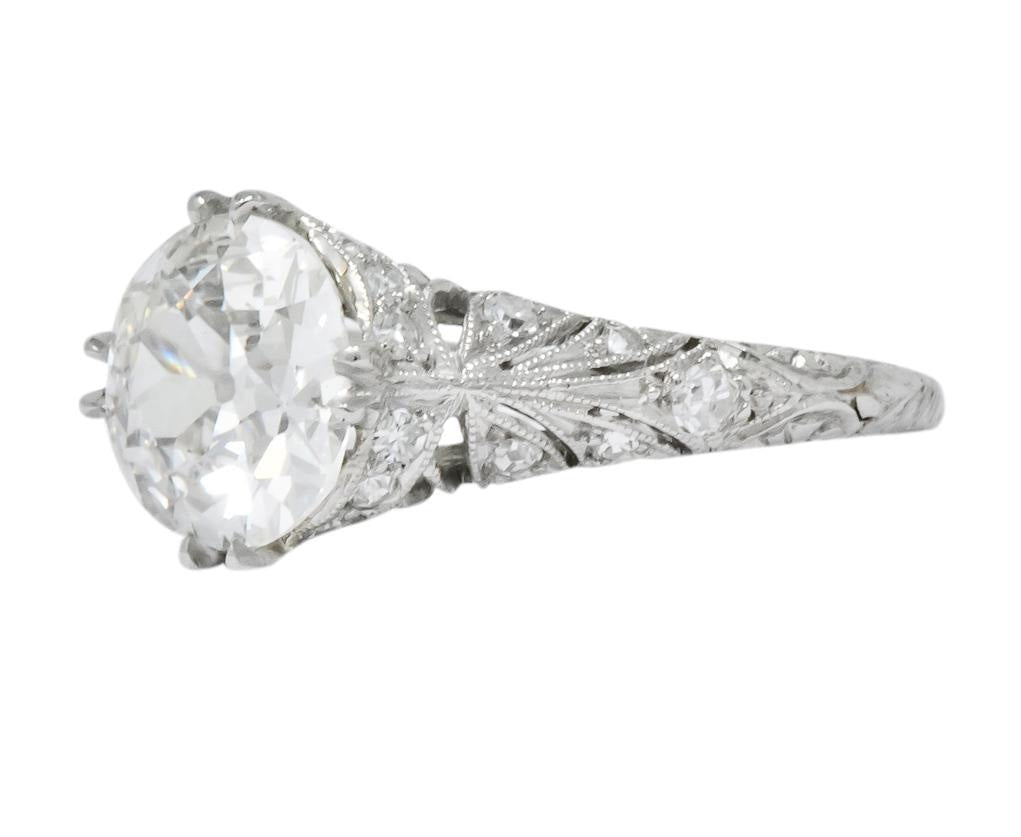 Edwardian 2.89 CTW Old European Cut Diamond Platinum Engagement Ring GIA - Wilson's Estate Jewelry