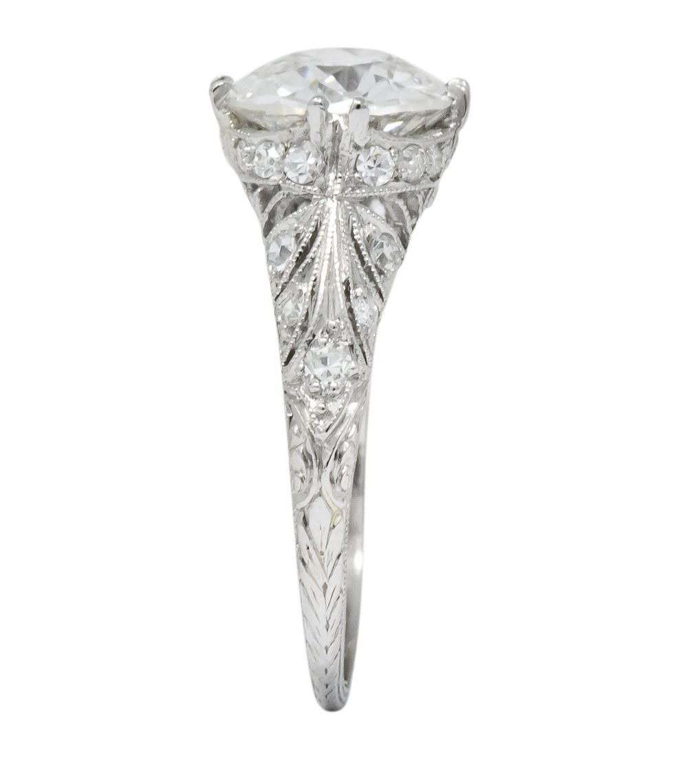 Edwardian 2.89 CTW Old European Cut Diamond Platinum Engagement Ring GIA - Wilson's Estate Jewelry