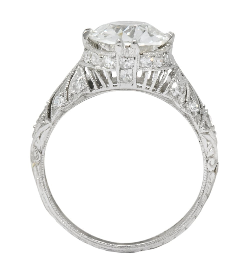 Edwardian 2.89 CTW Old European Cut Diamond Platinum Engagement Ring GIA - Wilson's Estate Jewelry