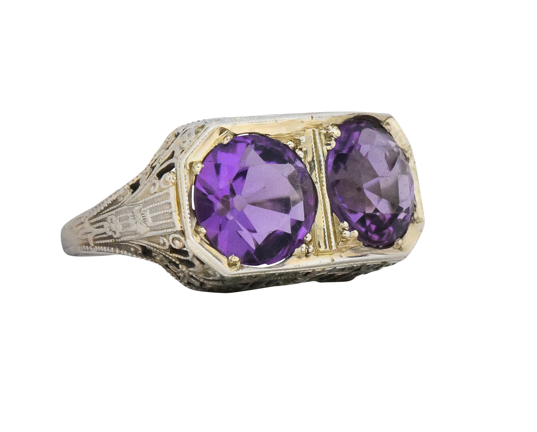 Edwardian 4.80 CTW Amethyst 14 Karat White Gold Ring Wilson's Estate Jewelry