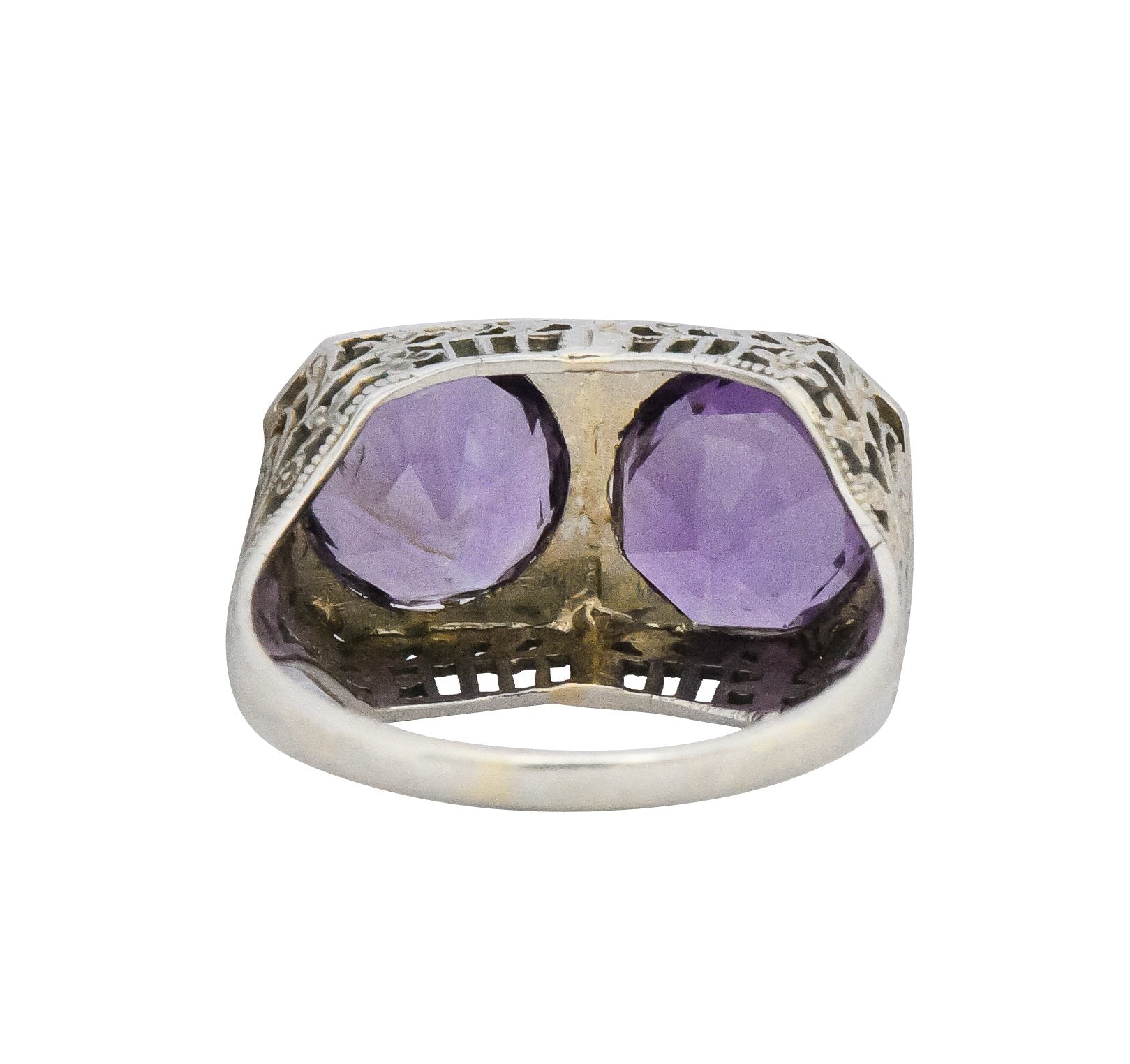 Edwardian 4.80 CTW Amethyst 14 Karat White Gold Ring Wilson's Estate Jewelry