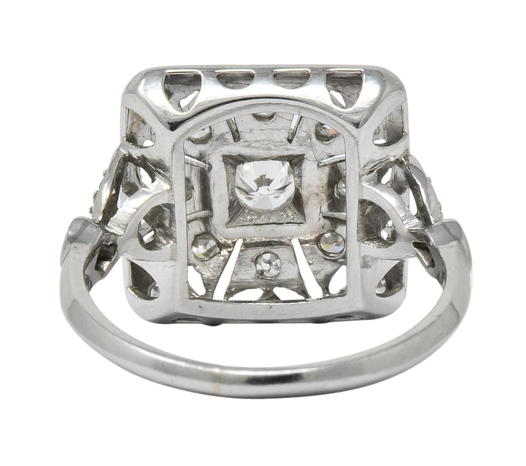 Edwardian Diamond Platinum Geometric Dinner Ring - Wilson's Estate Jewelry