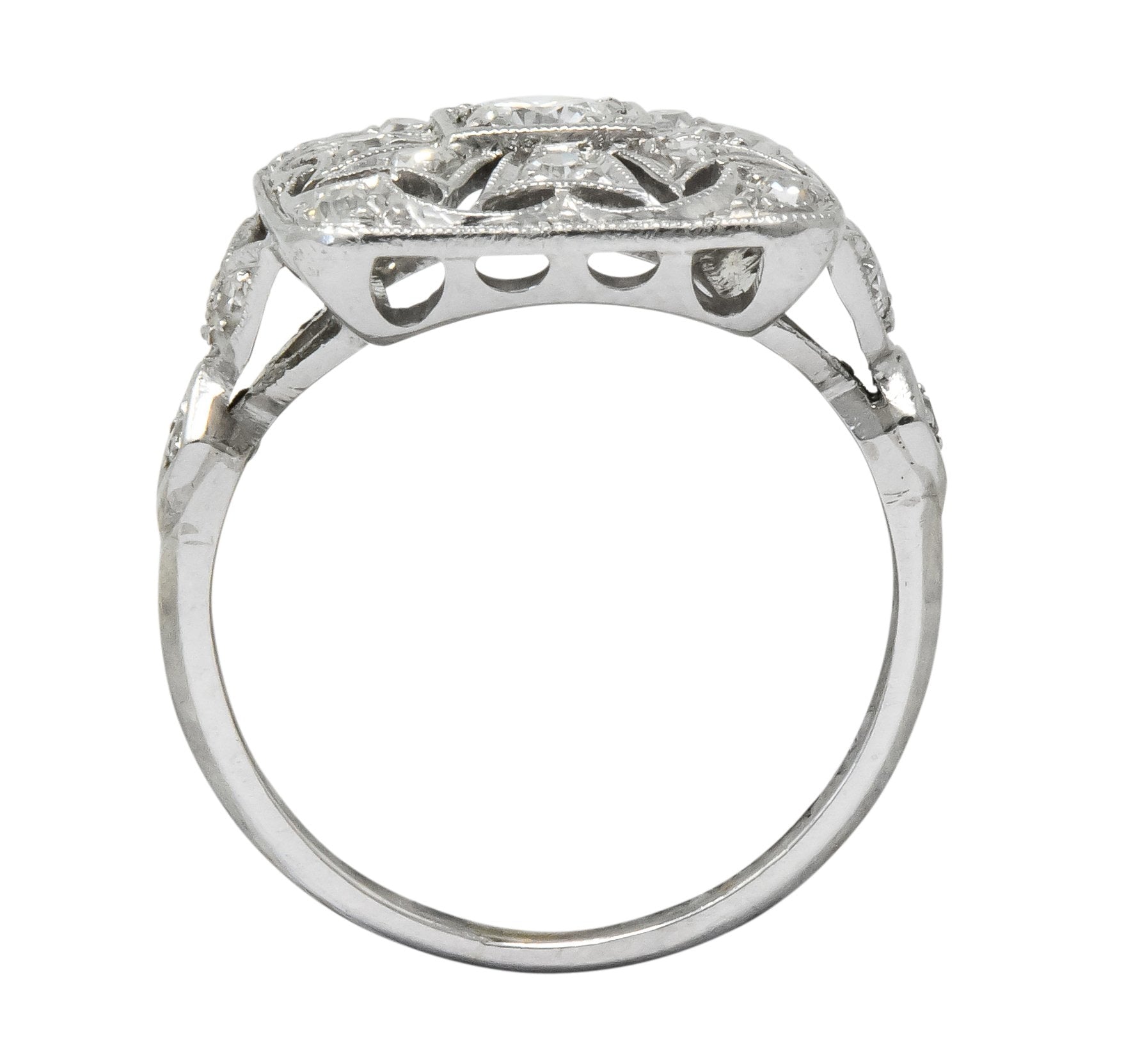 Edwardian Diamond Platinum Geometric Dinner Ring - Wilson's Estate Jewelry