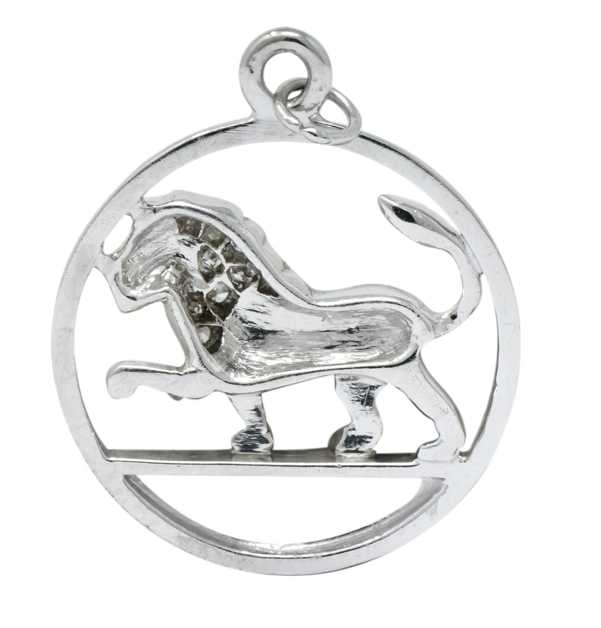 Edwardian Diamond Platinum Leo Lion Zodiac Charm - Wilson's Estate Jewelry