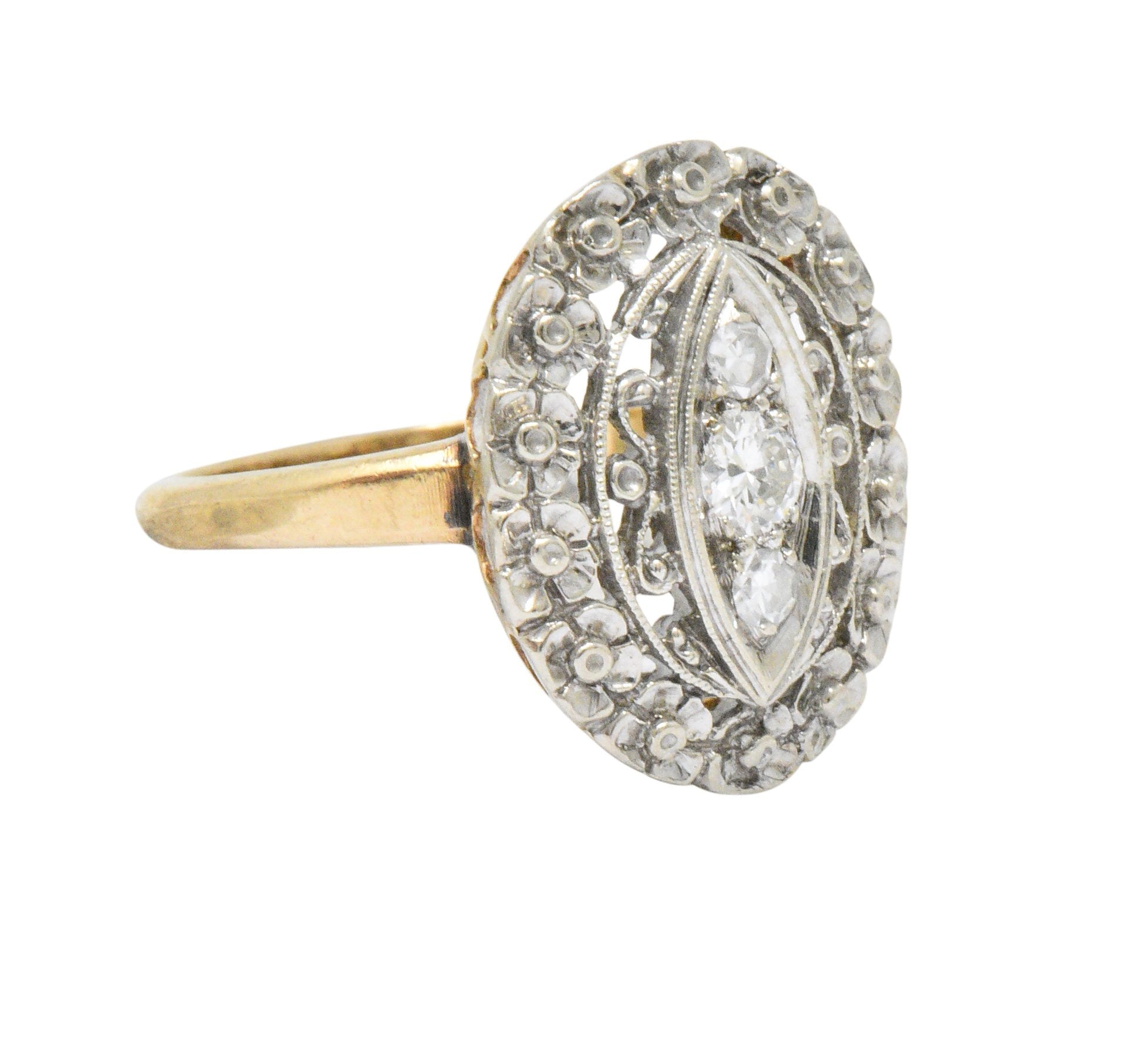 Edwardian Diamond Platinum-Topped 14 Karat Gold Ring Wilson's Estate Jewelry