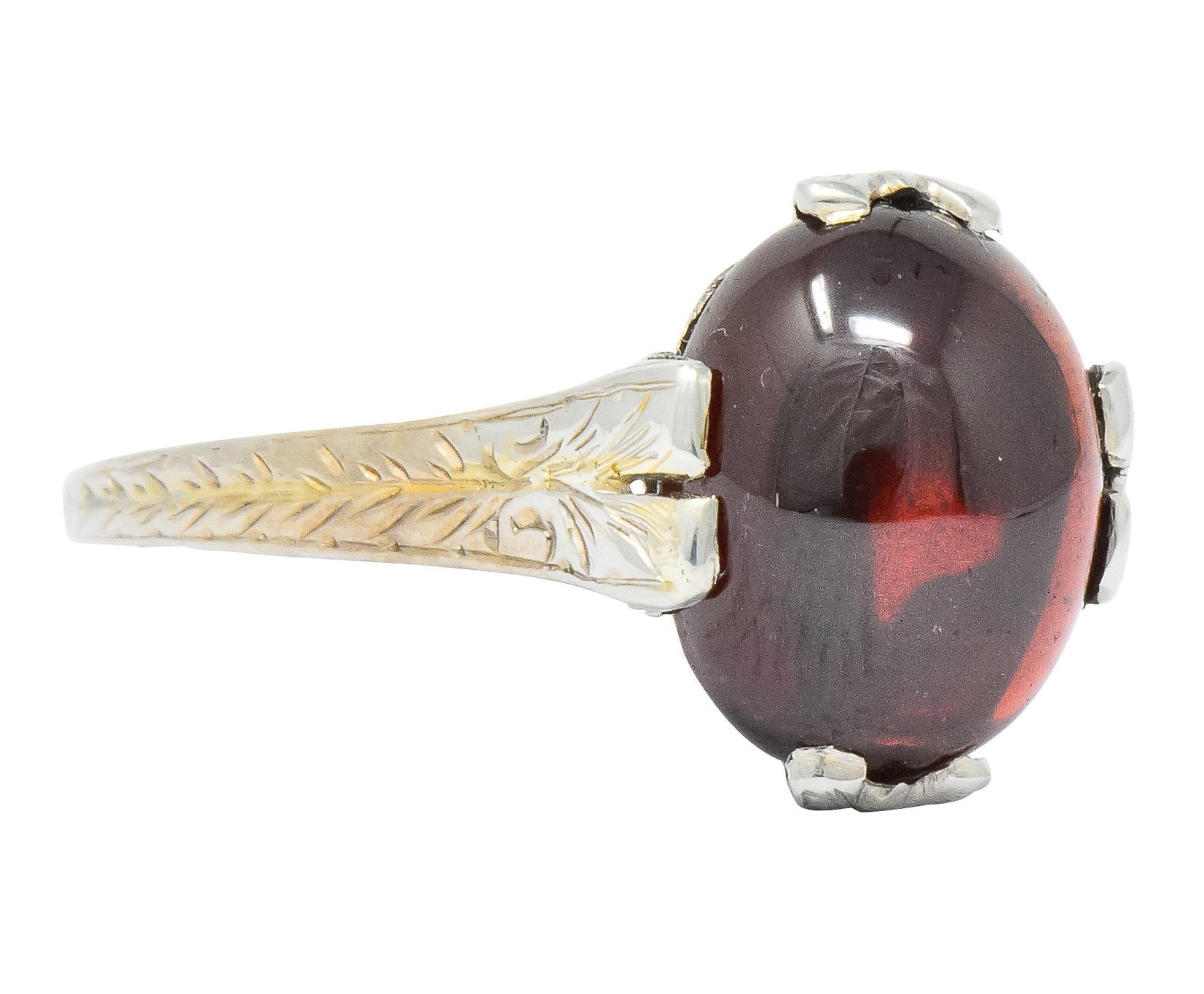 Edwardian Garnet 18 Karat White Gold Ring - Wilson's Estate Jewelry