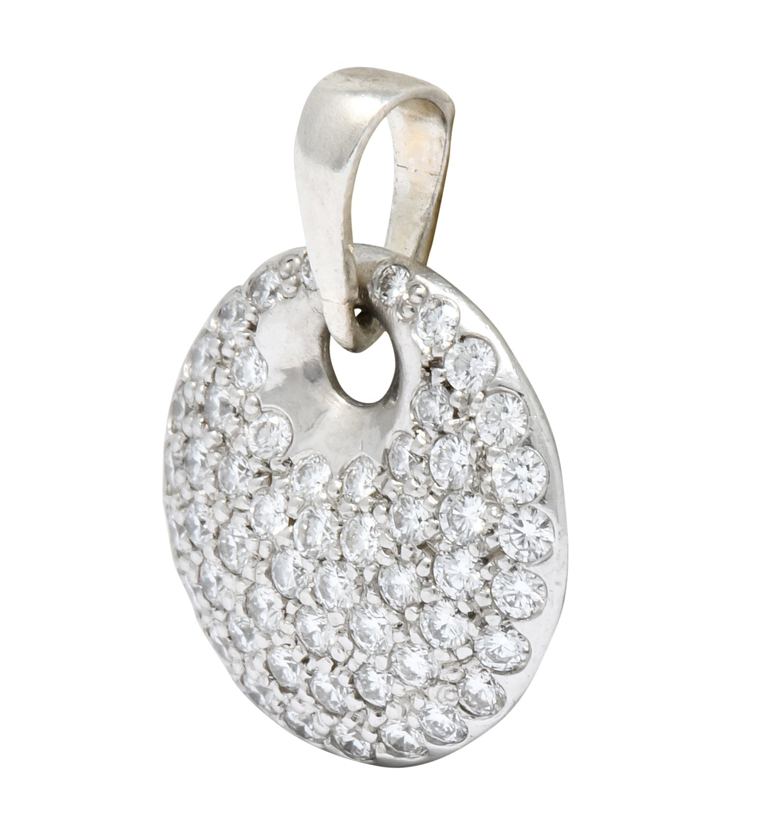 Elsa Peretti Tiffany & Co. 1.00 CTW Diamond Platinum Circle Disk Pendant Charm - Wilson's Estate Jewelry