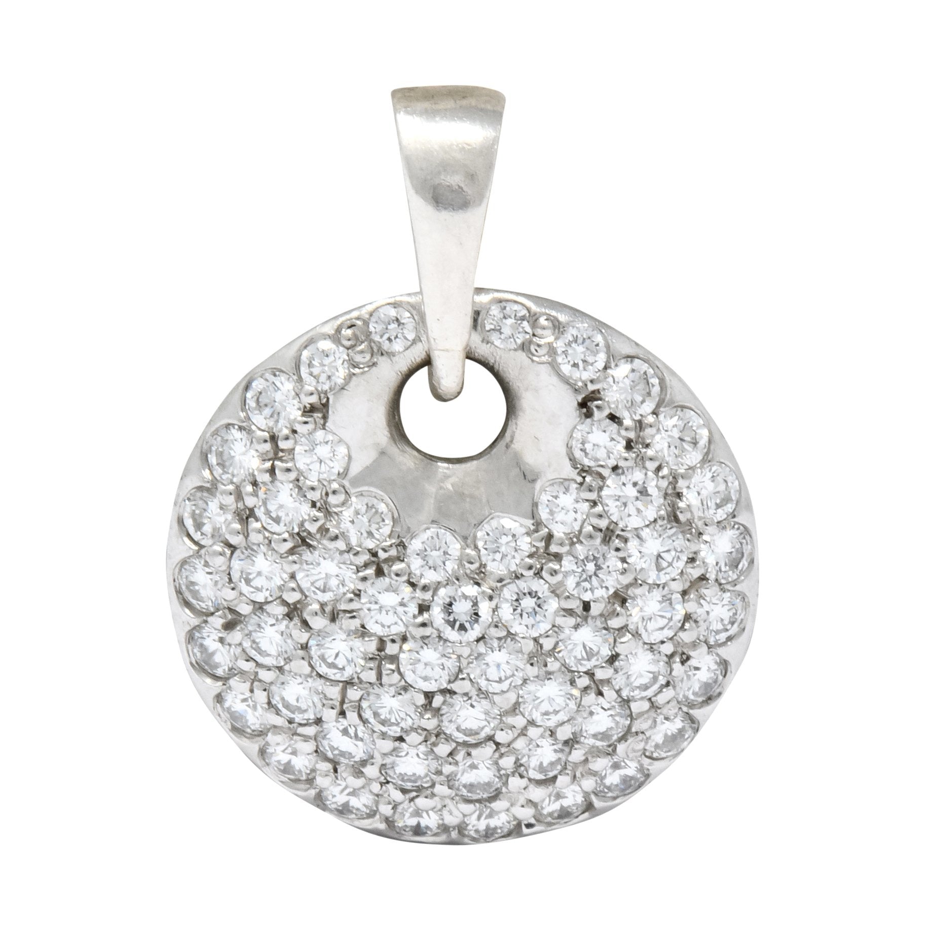 Elsa Peretti Tiffany & Co. 1.00 CTW Diamond Platinum Circle Disk Pendant Charm - Wilson's Estate Jewelry