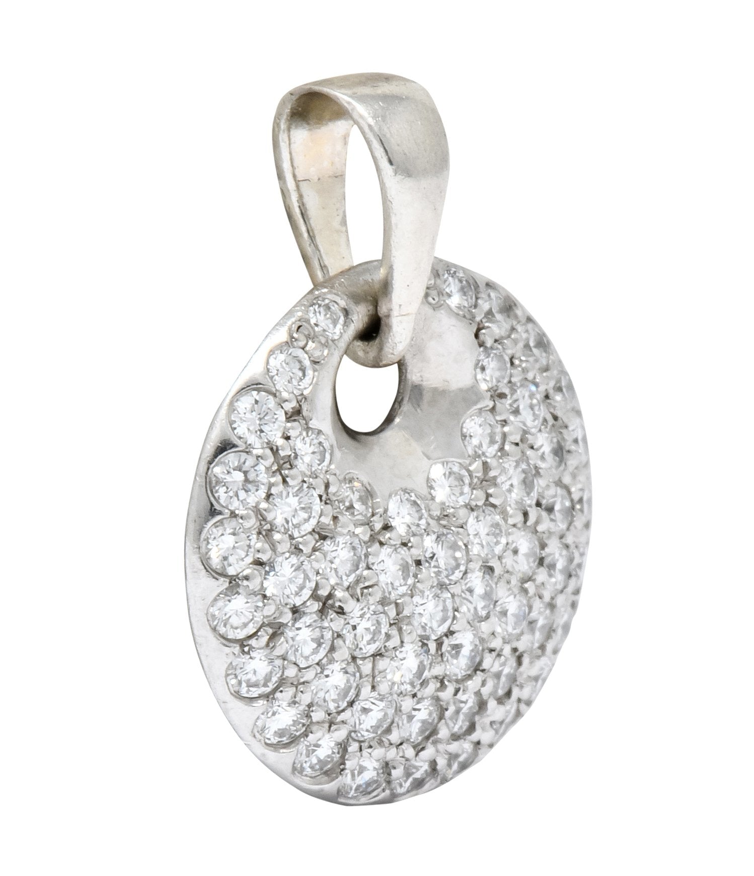 Elsa Peretti Tiffany & Co. 1.00 CTW Diamond Platinum Circle Disk Pendant Charm - Wilson's Estate Jewelry