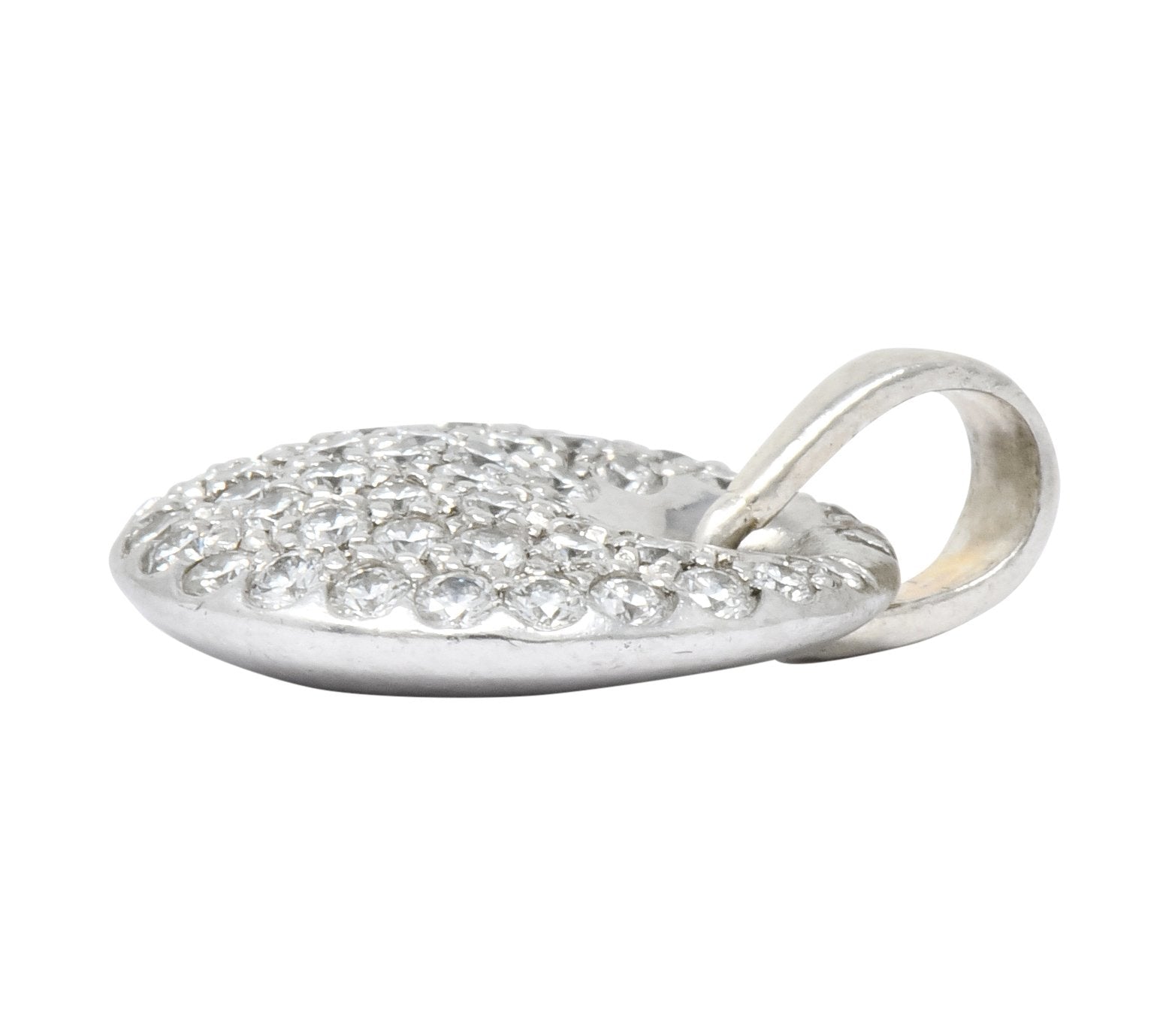 Elsa Peretti Tiffany & Co. 1.00 CTW Diamond Platinum Circle Disk Pendant Charm - Wilson's Estate Jewelry