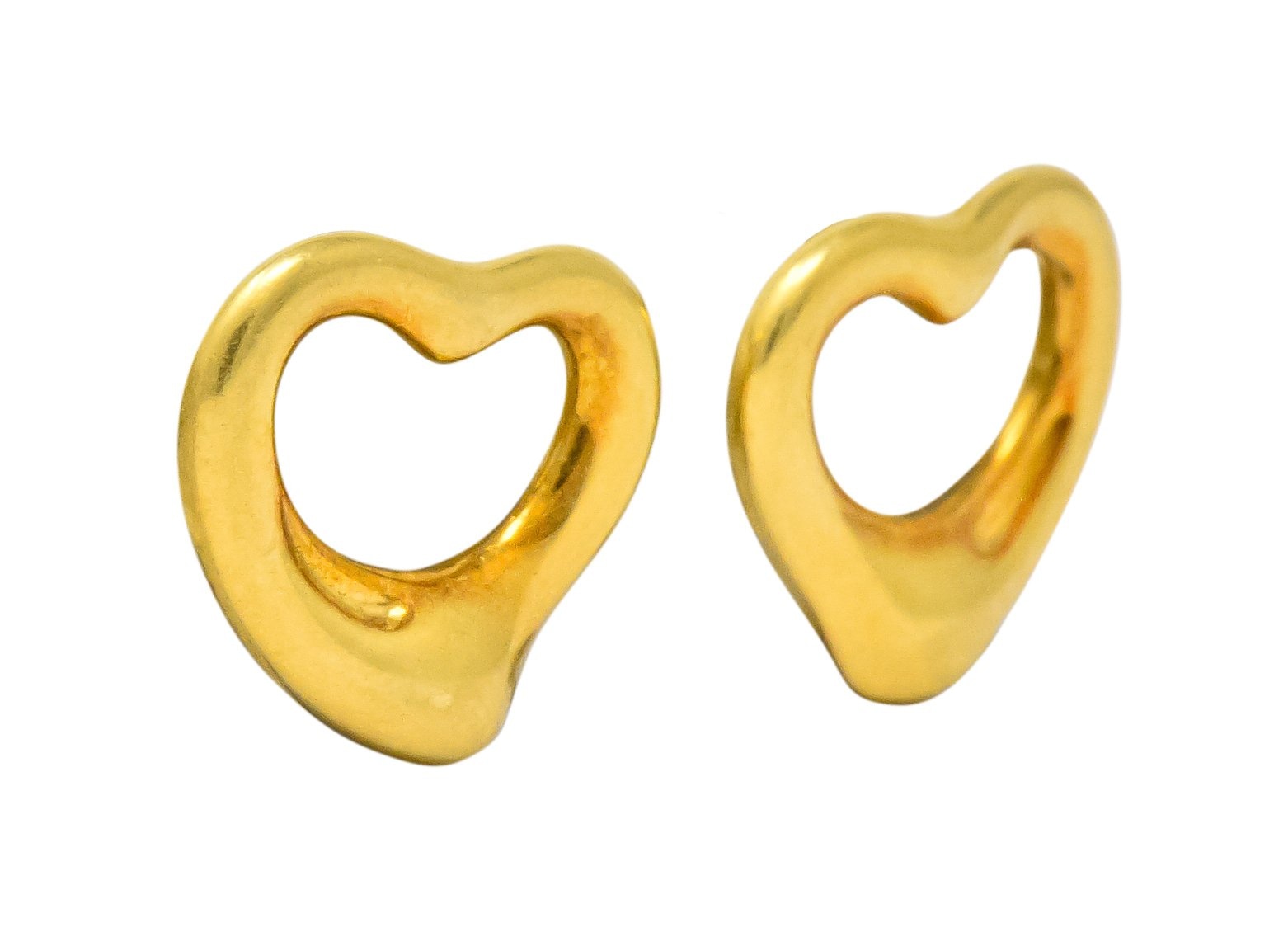 Elsa Peretti Tiffany & Co. 18 Karat Gold Open Heart Earrings - Wilson's Estate Jewelry