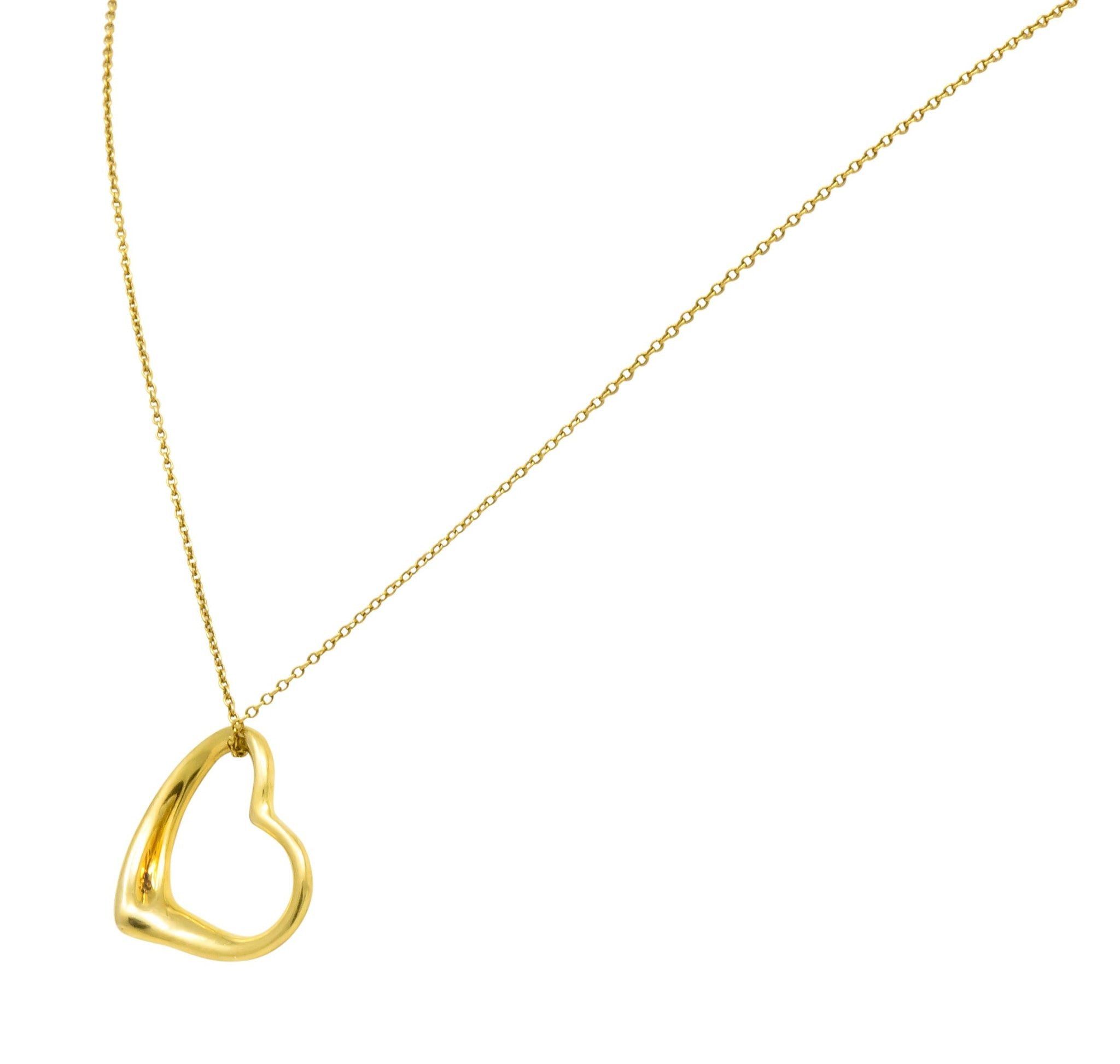 Elsa Peretti Tiffany & Co. 18 Karat Gold Open Heart Pendant Necklace - Wilson's Estate Jewelry