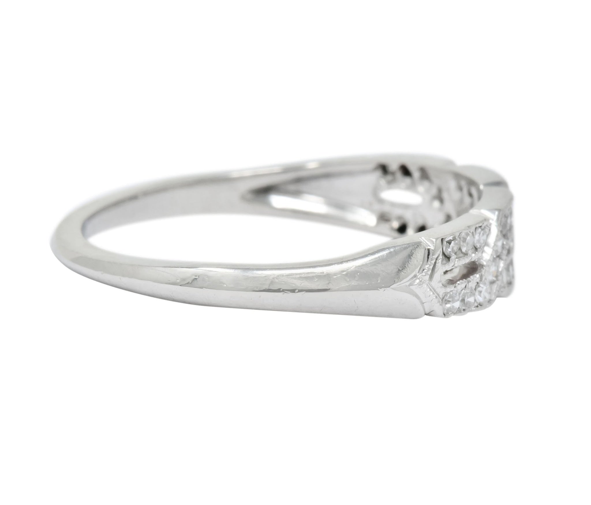 Enchanting Edwardian Diamond Platinum Trellis Band Ring - Wilson's Estate Jewelry