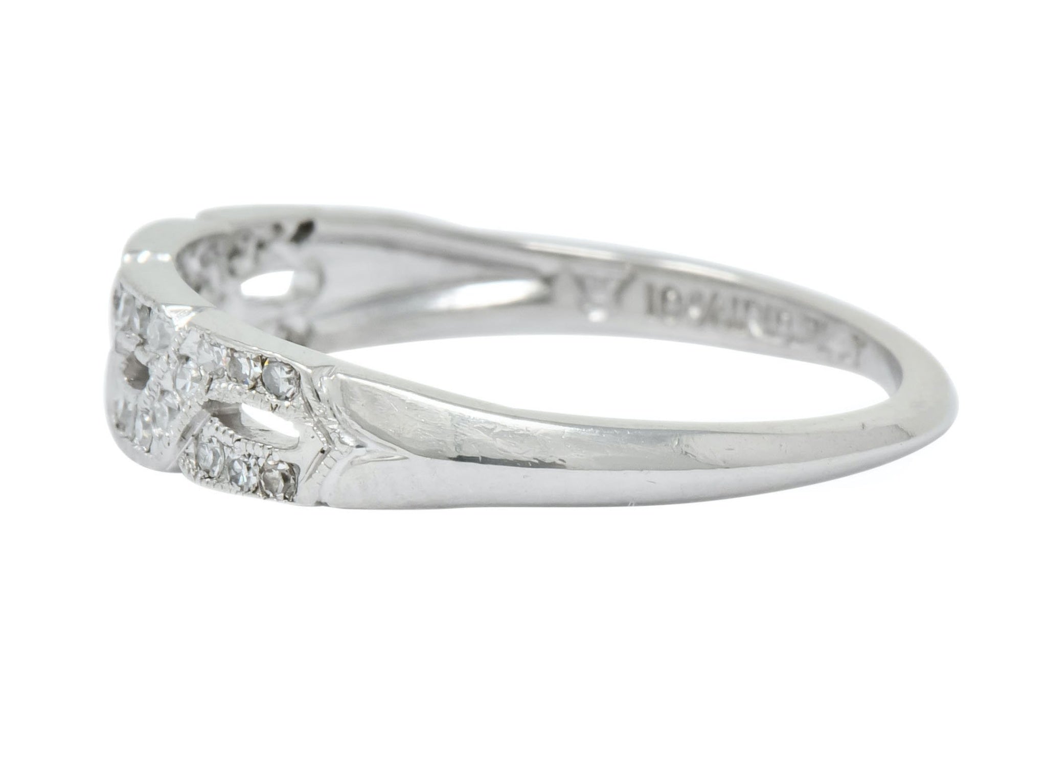 Enchanting Edwardian Diamond Platinum Trellis Band Ring - Wilson's Estate Jewelry