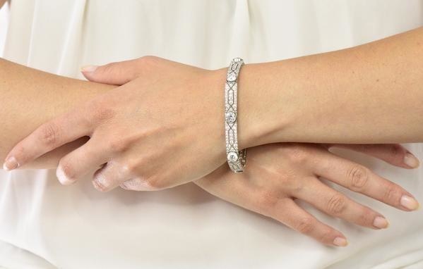 Exceptional Tiffany & Co. Edwardian 11.21 CTW Old European Cut Diamond Platinum Bracelet - Wilson's Estate Jewelry