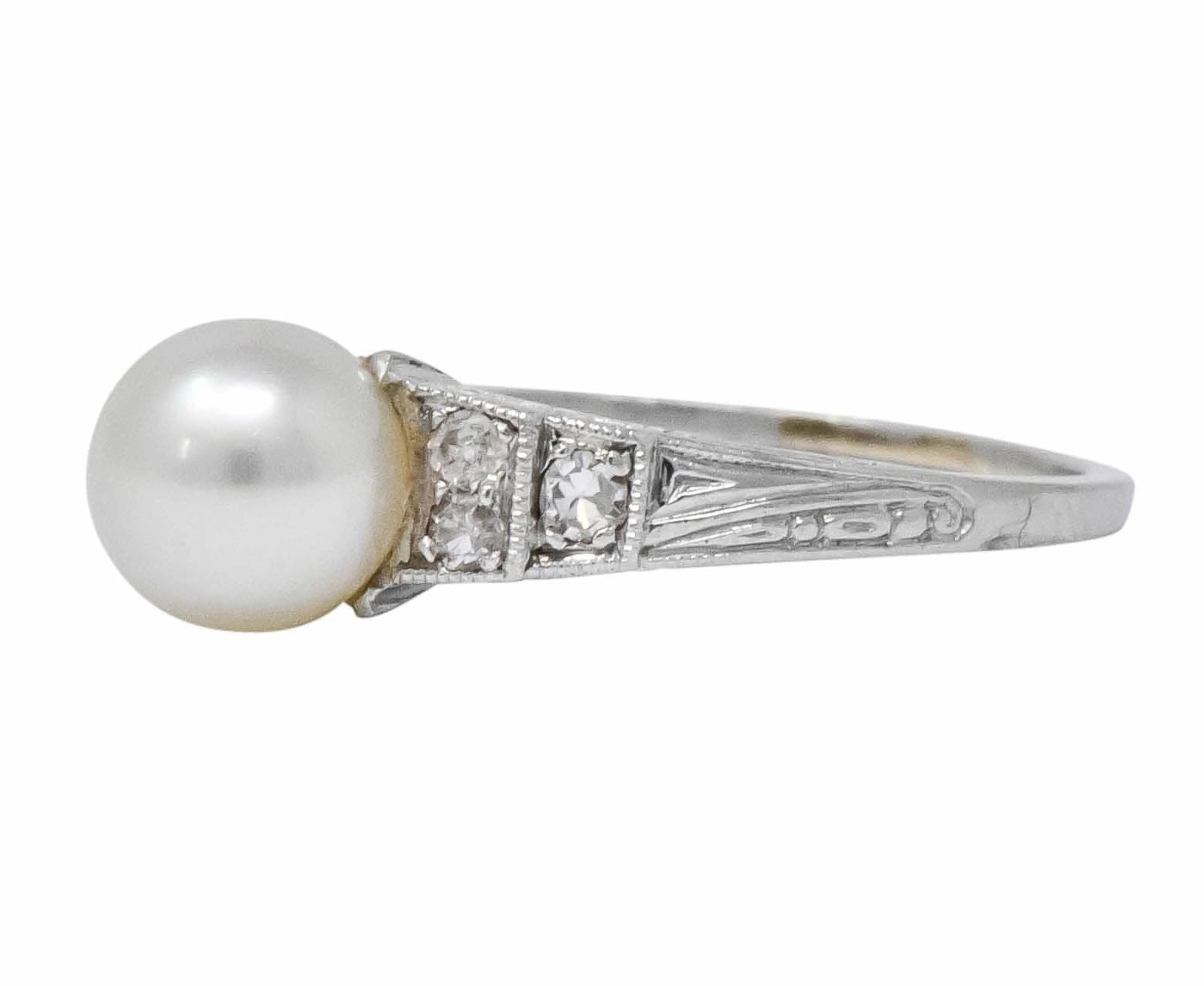 Exquisite Art Deco Natural Pearl Diamond Platinum Fashion Ring - Wilson's Estate Jewelry