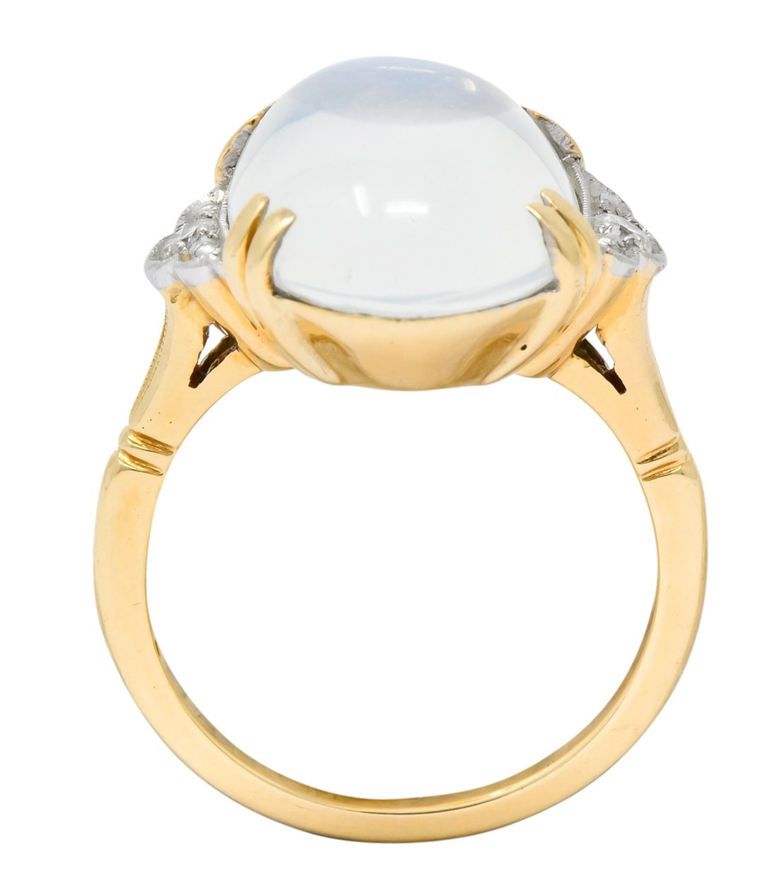 Felger Inc. 1940's Retro Moonstone Diamond Platinum-Topped 14 Karat Gold Ring - Wilson's Estate Jewelry