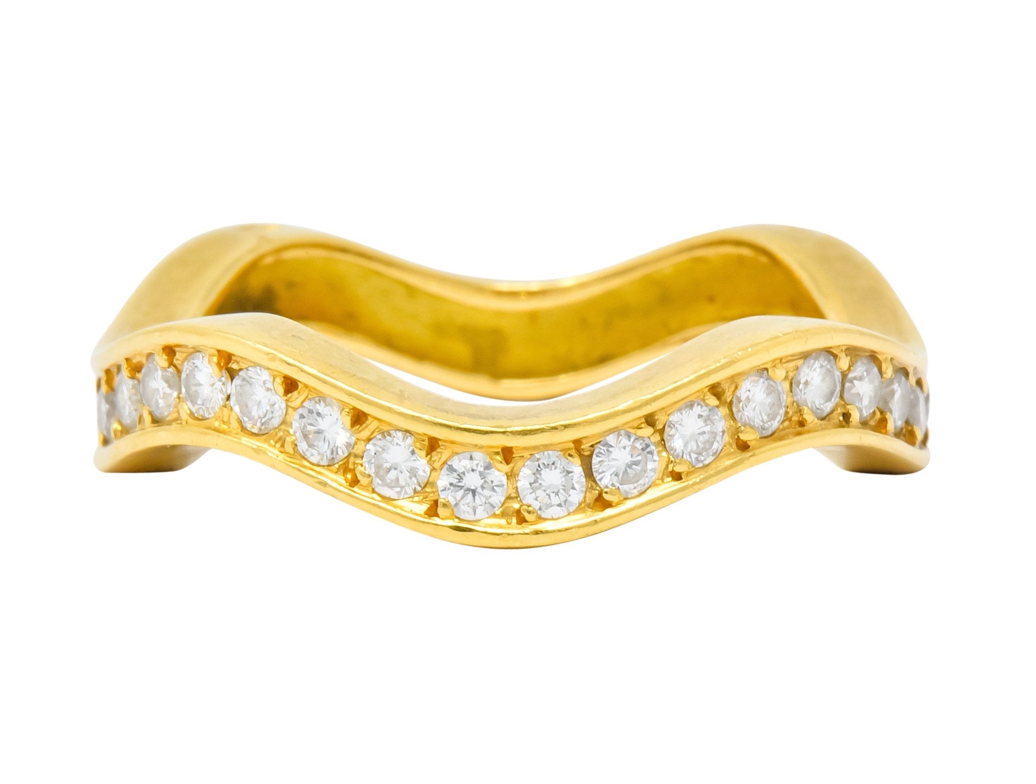 French Cartier 1.56 CTW Diamond 18 Karat Gold Wave Triple Band Stack Rings - Wilson's Estate Jewelry