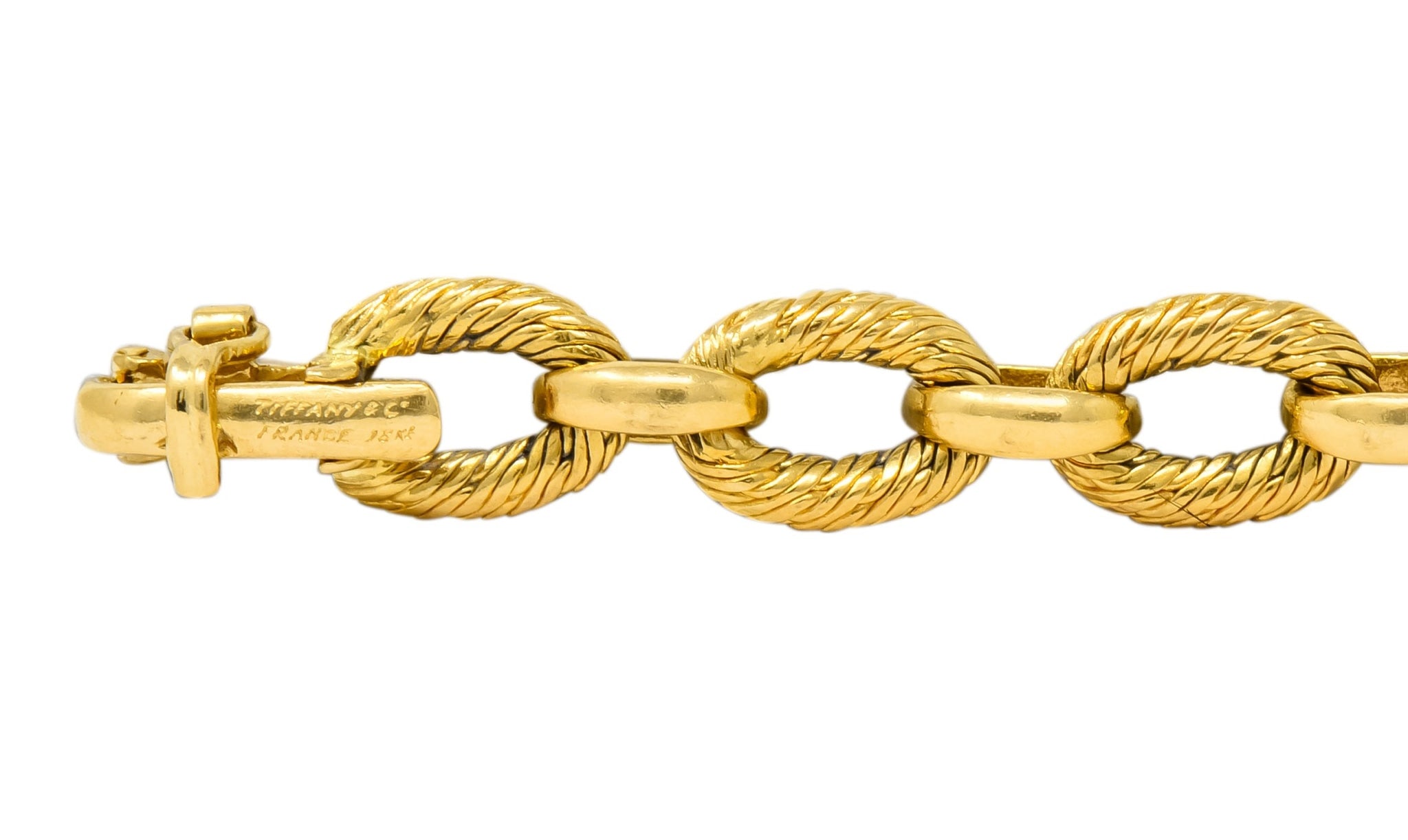 French Tiffany & Co. 18 Karat Yellow Gold Textured Link Bracelet - Wilson's Estate Jewelry