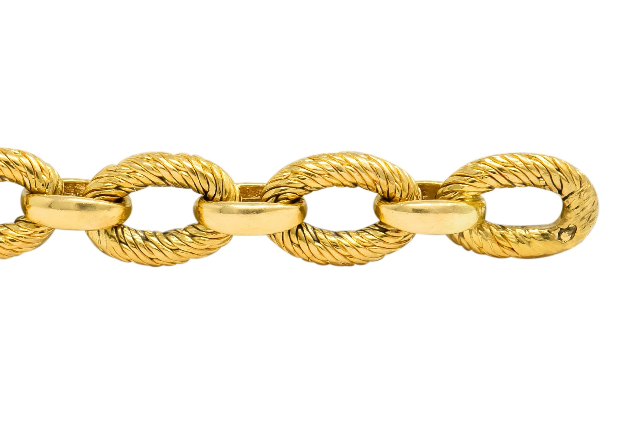 French Tiffany & Co. 18 Karat Yellow Gold Textured Link Bracelet - Wilson's Estate Jewelry