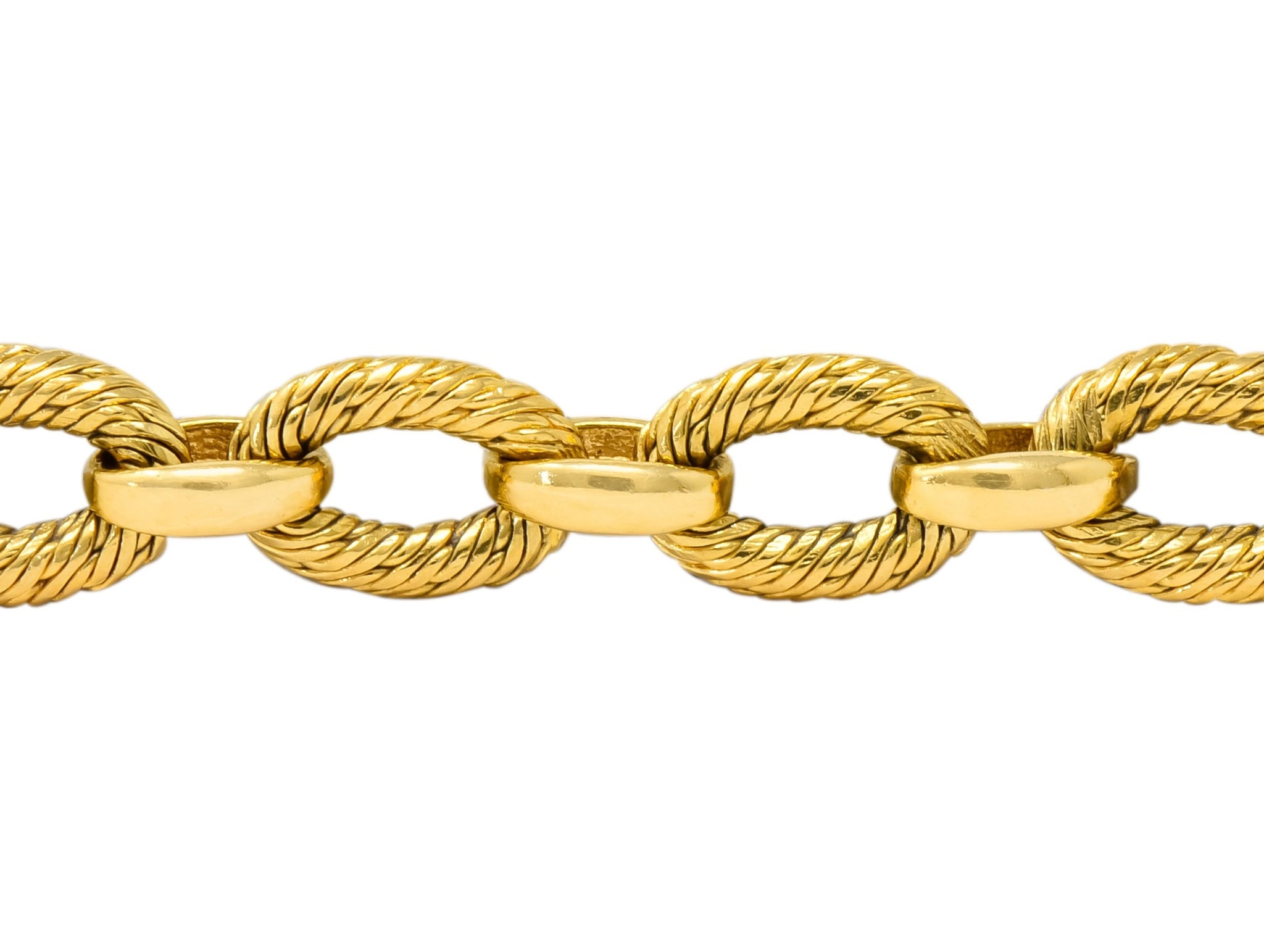 French Tiffany & Co. 18 Karat Yellow Gold Textured Link Bracelet - Wilson's Estate Jewelry