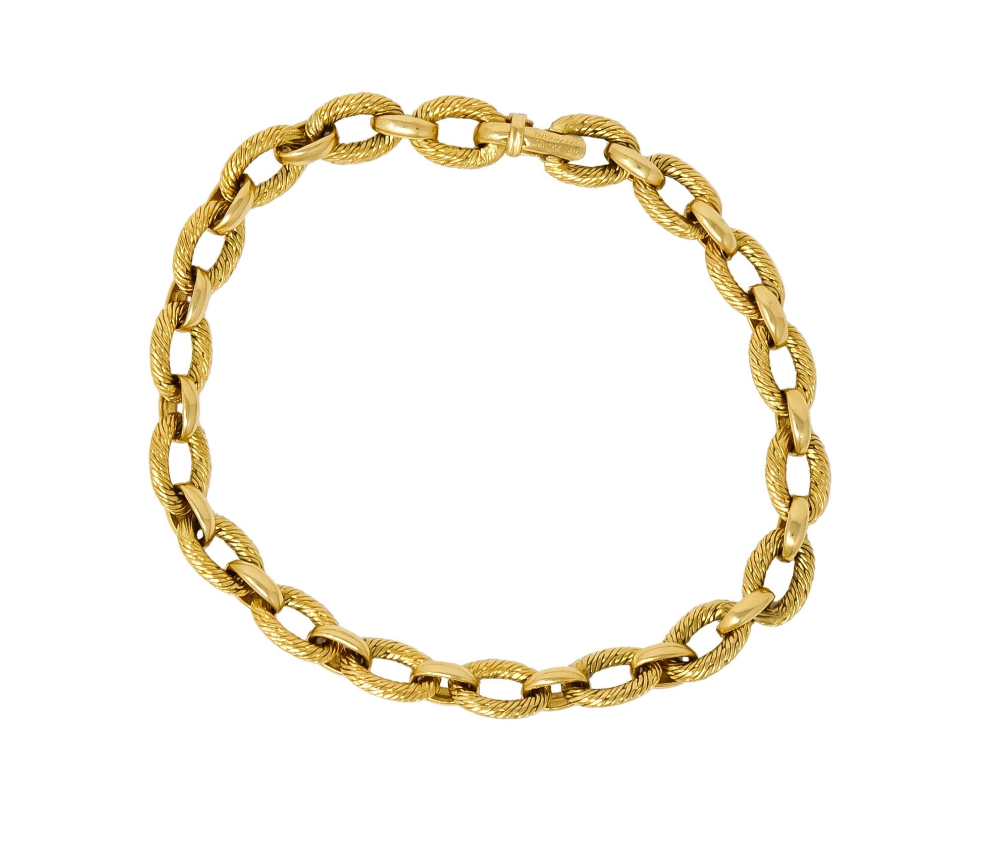 French Tiffany & Co. 18 Karat Yellow Gold Textured Link Bracelet - Wilson's Estate Jewelry